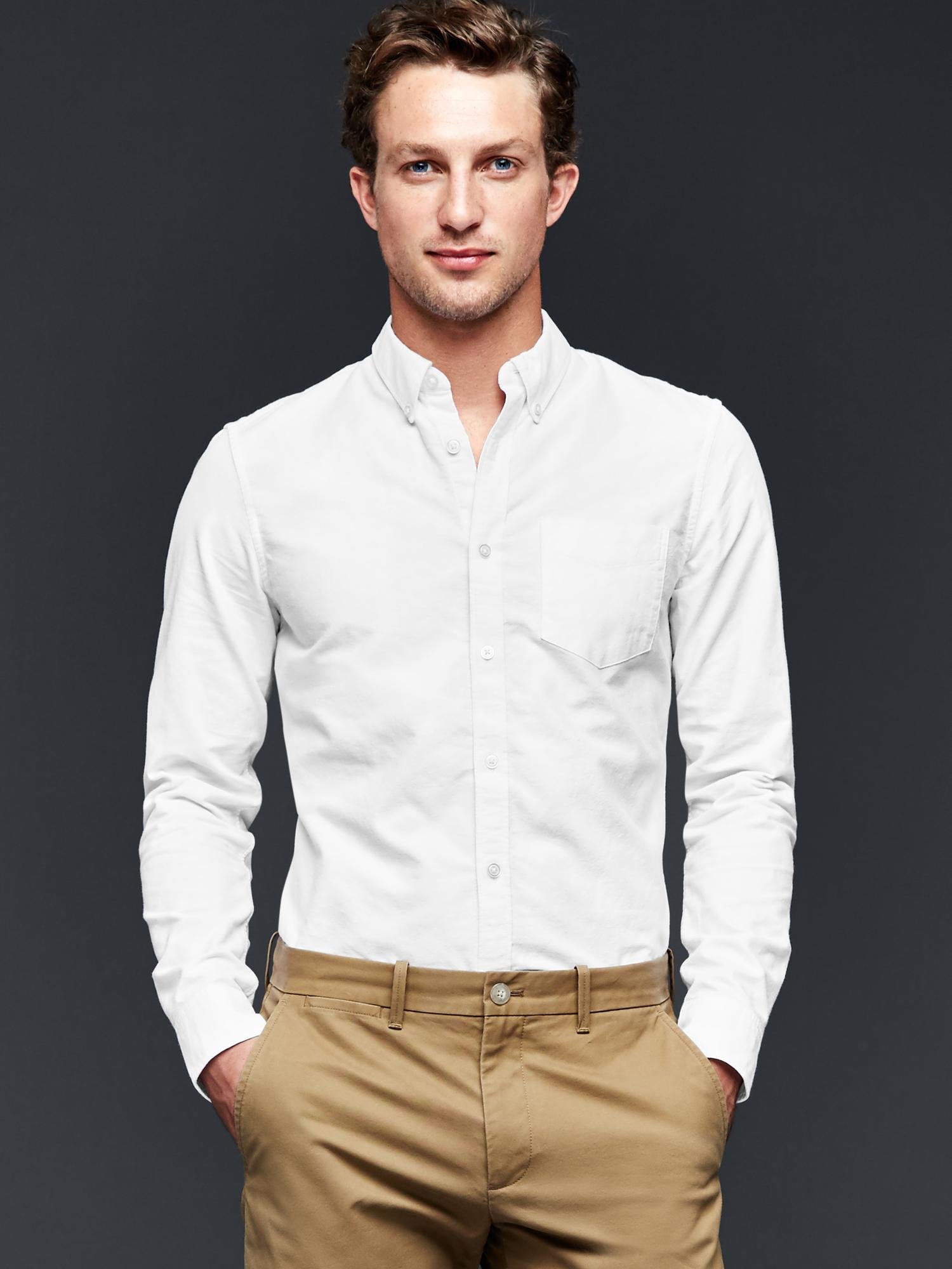 mens slim fit oxford shirt white