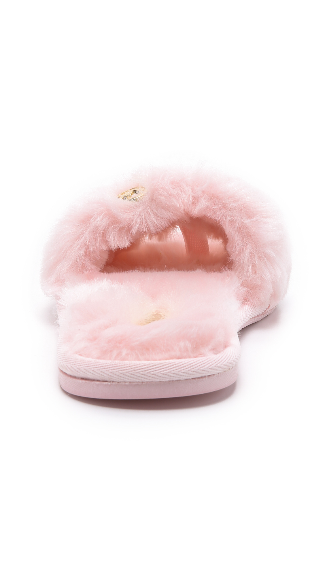 MICHAEL Michael Kors Jet Set Faux Fur Slide Slippers - Black in Pink | Lyst