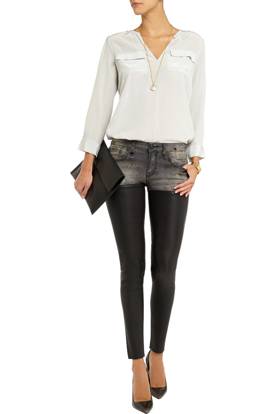 r13 leather chaps jeans