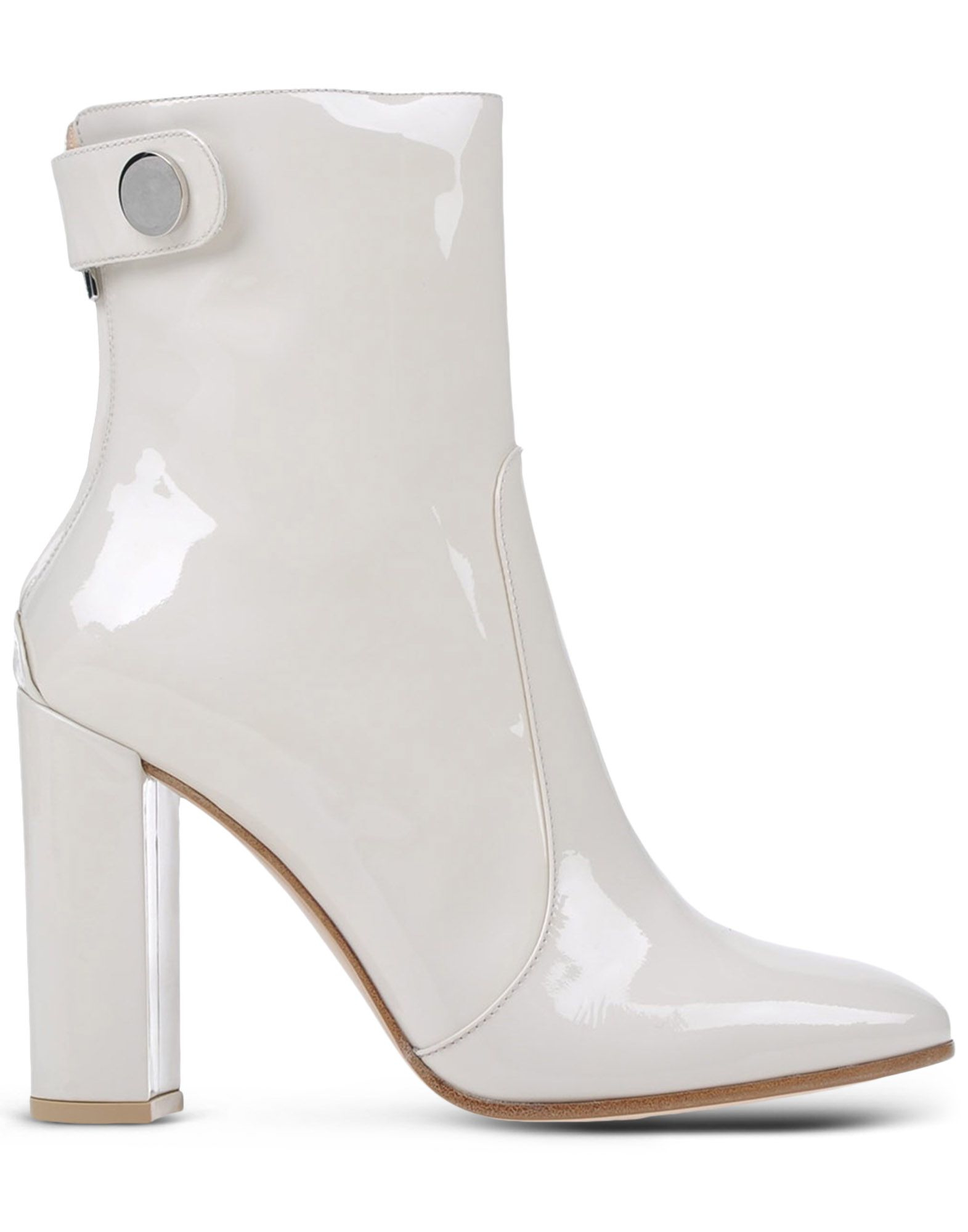 Gianvito rossi Varnished-Effect Leather Ankle Boots in White (Ivory) | Lyst
