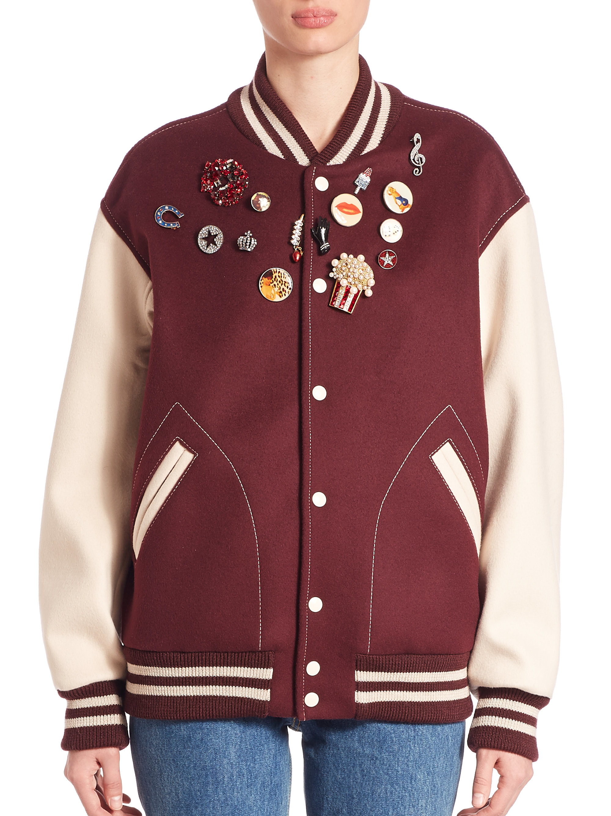 Marc Jacobs Embellished Oversized Varsity Jacket in Blue | Lyst