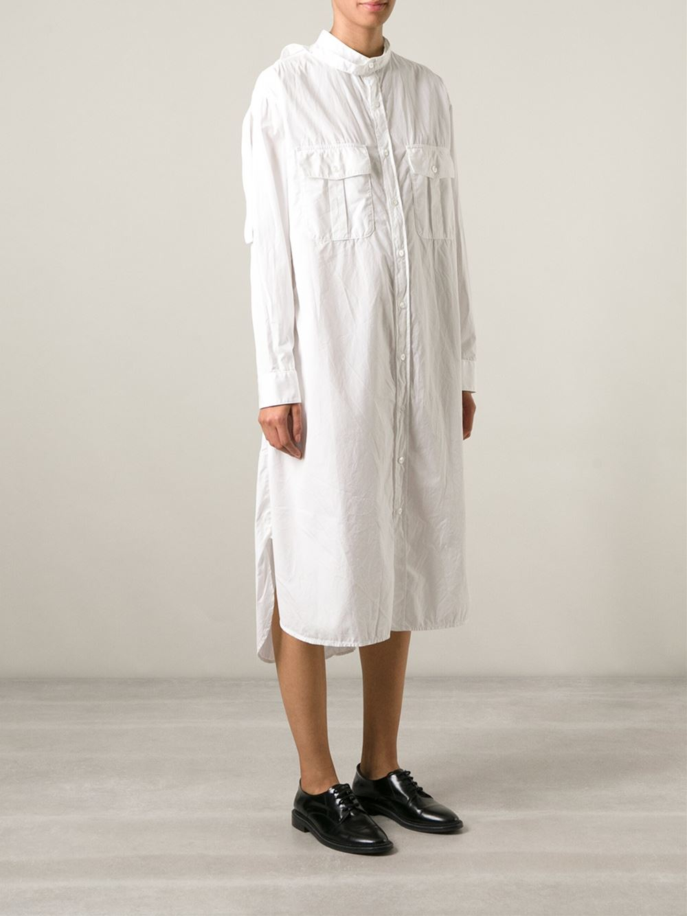 Yohji yamamoto Oversized  Shirt  Dress  in White  Lyst