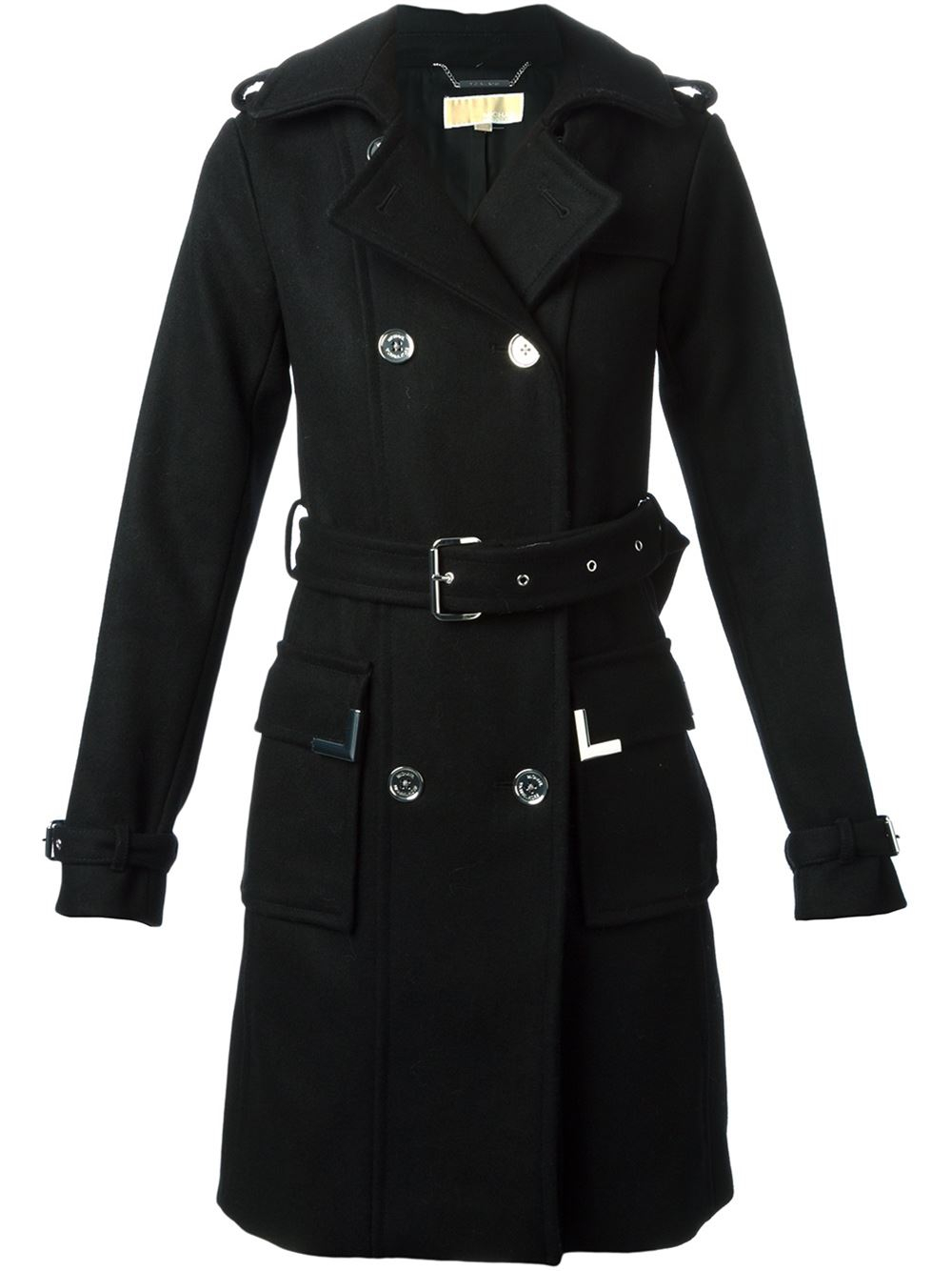 Michael Michael Kors Double Breasted Coat in Black | Lyst
