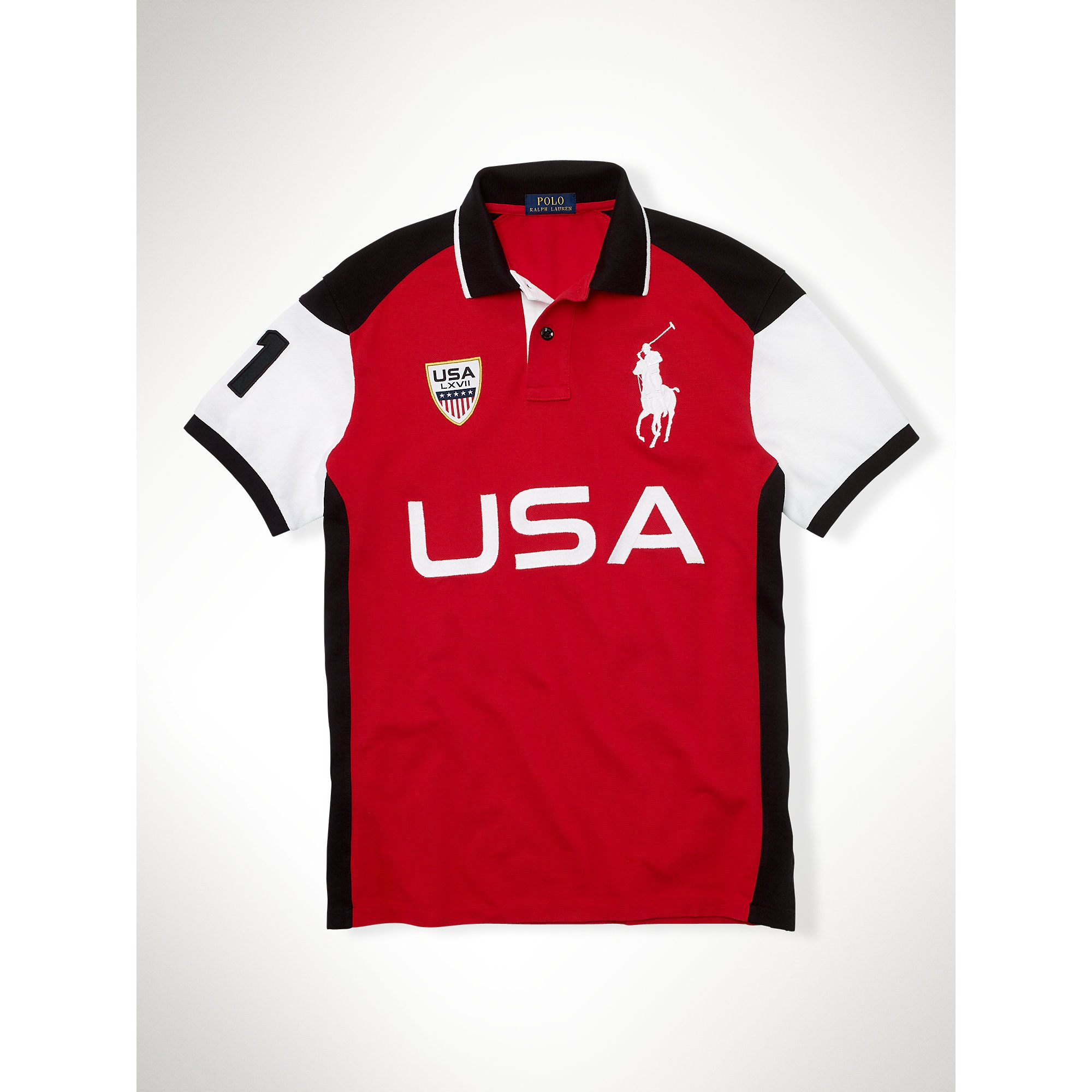 Polo Ralph Lauren Custom-Fit "Usa" Polo Shirt in Red for Men | Lyst