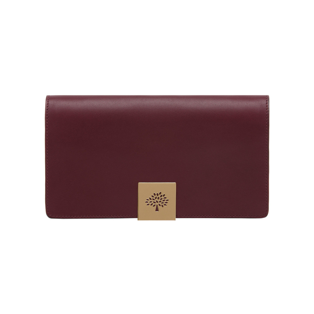 oxblood clutch bag