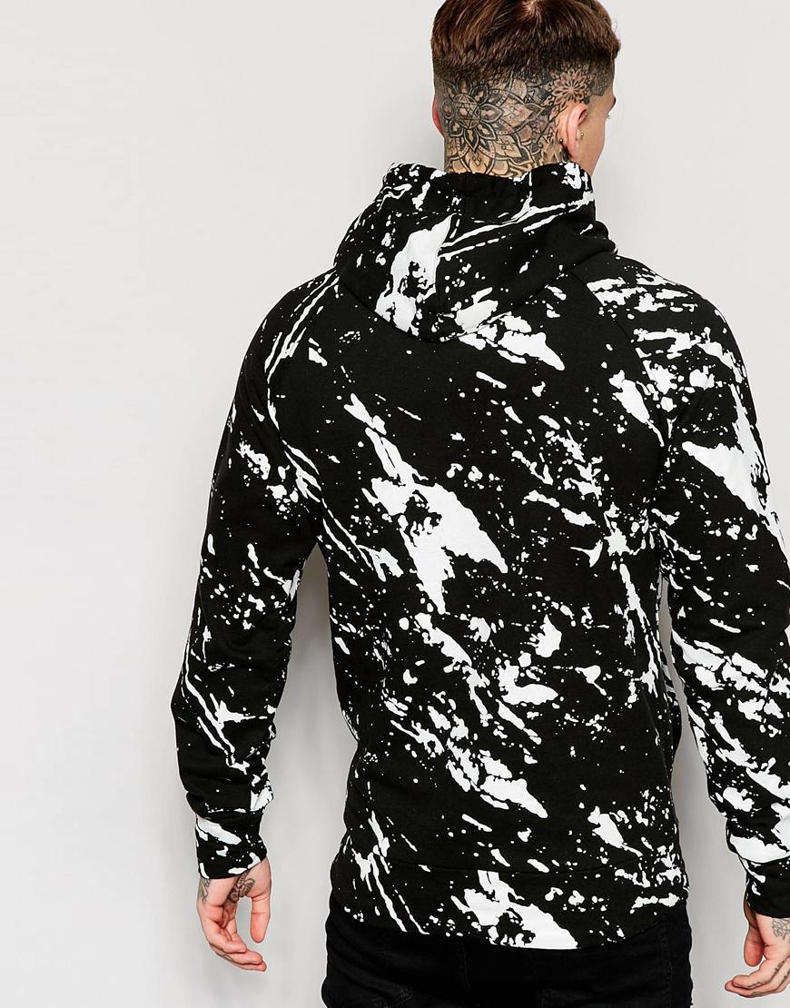 black and white paint splatter hoodie