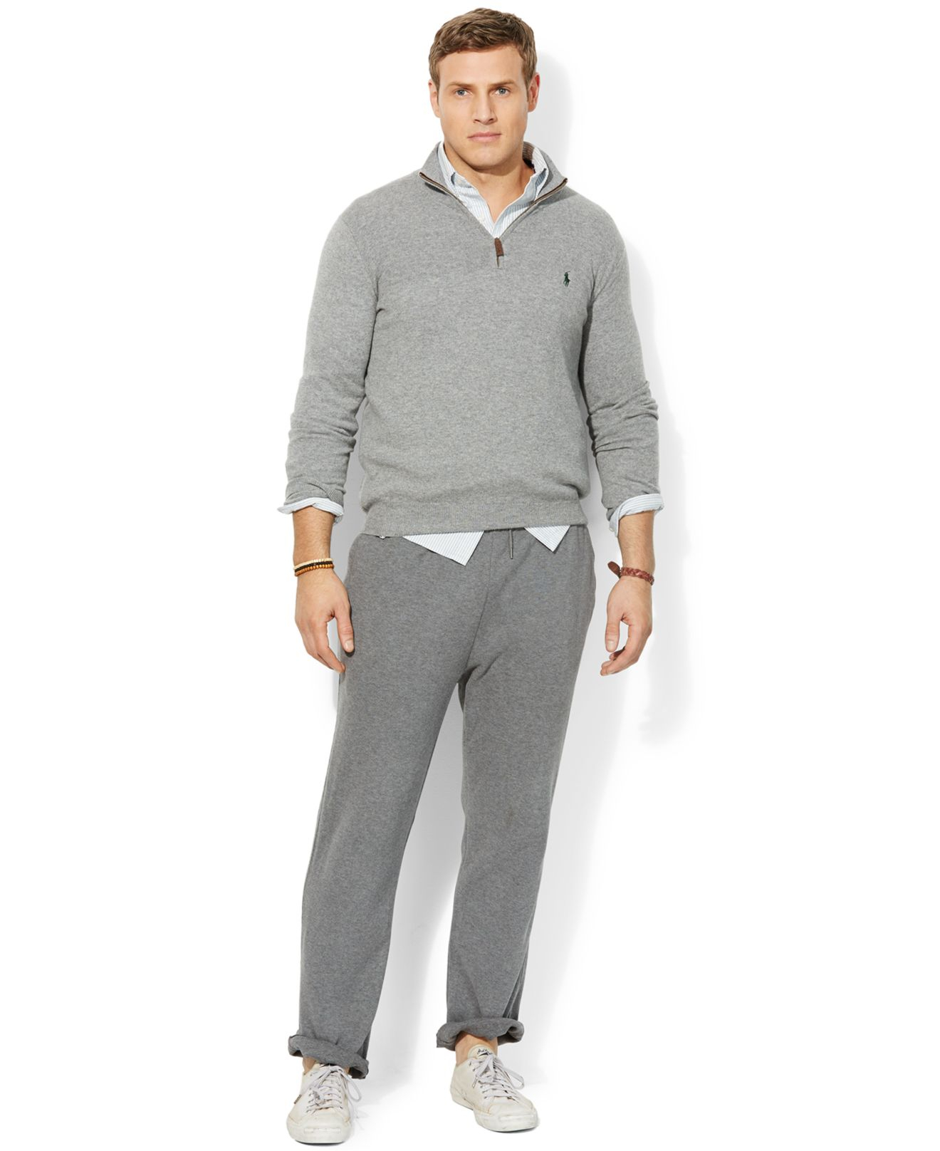 sweatpants and polo