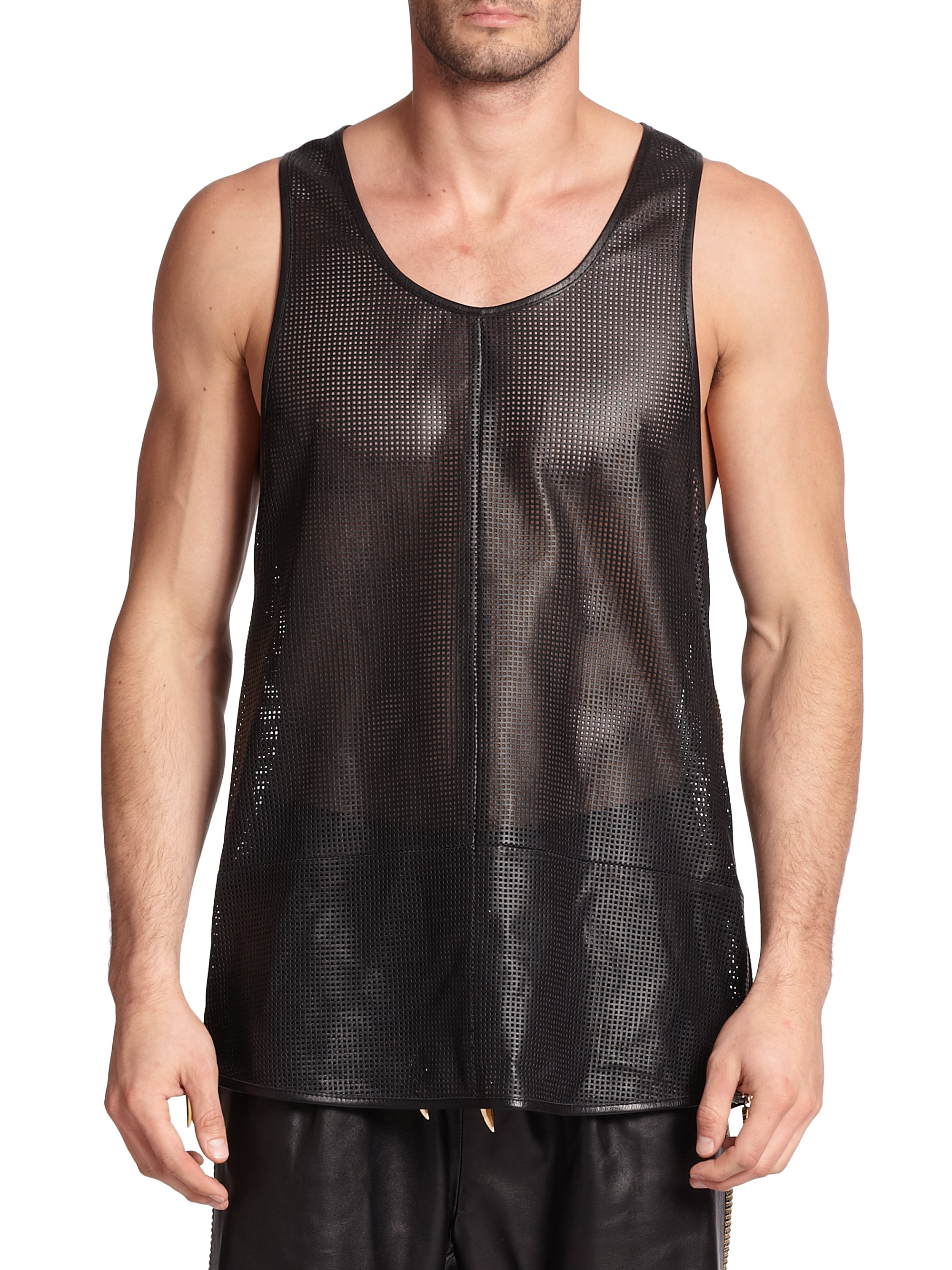 Giuseppe zanotti Zippered Leather Tank Top in Black for Men Lyst