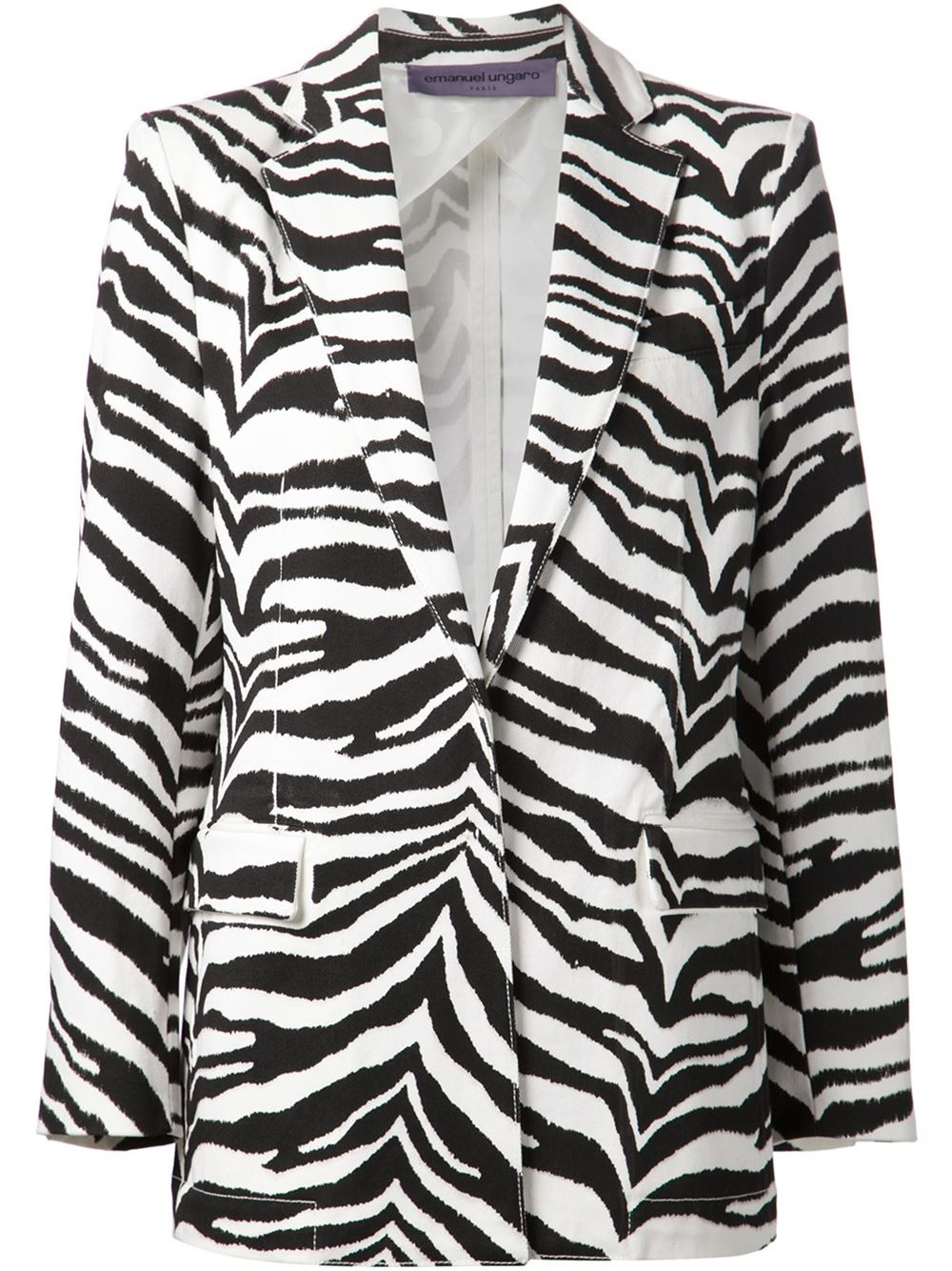 Emanuel ungaro Zebra-Print Jacket in Black | Lyst