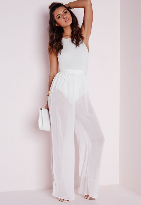 white sheer trousers