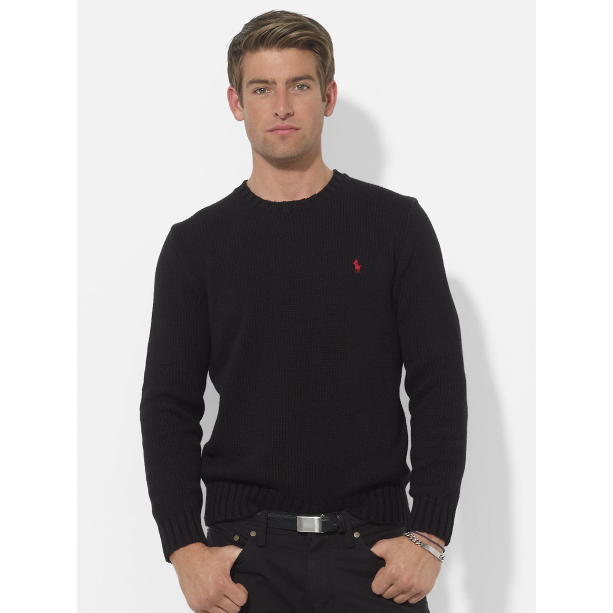 Lyst Polo  ralph lauren Cotton Crewneck  Sweater in Black 