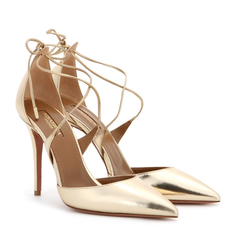 aquazzura gold heels