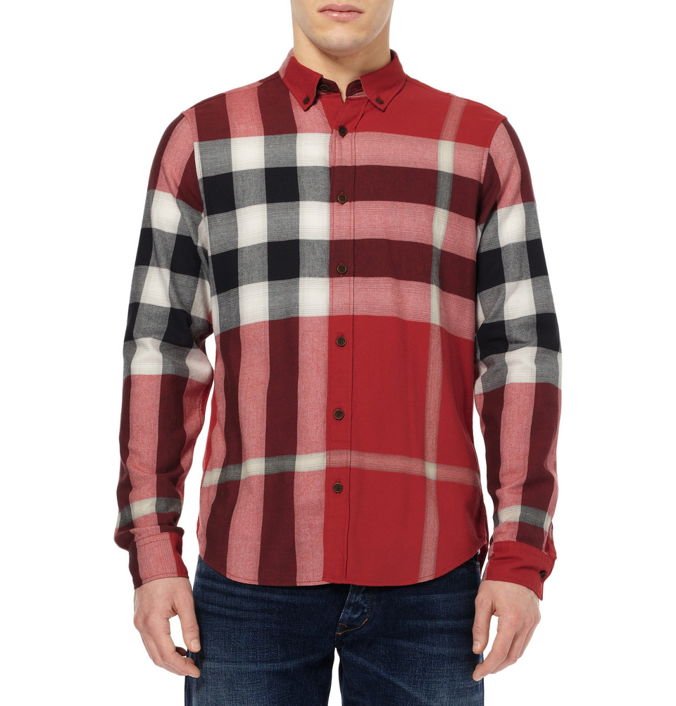 mens red burberry shirt