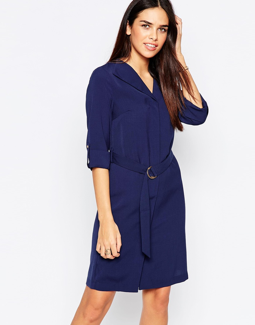 Warehouse Synthetic Belted Shirt Dress ...