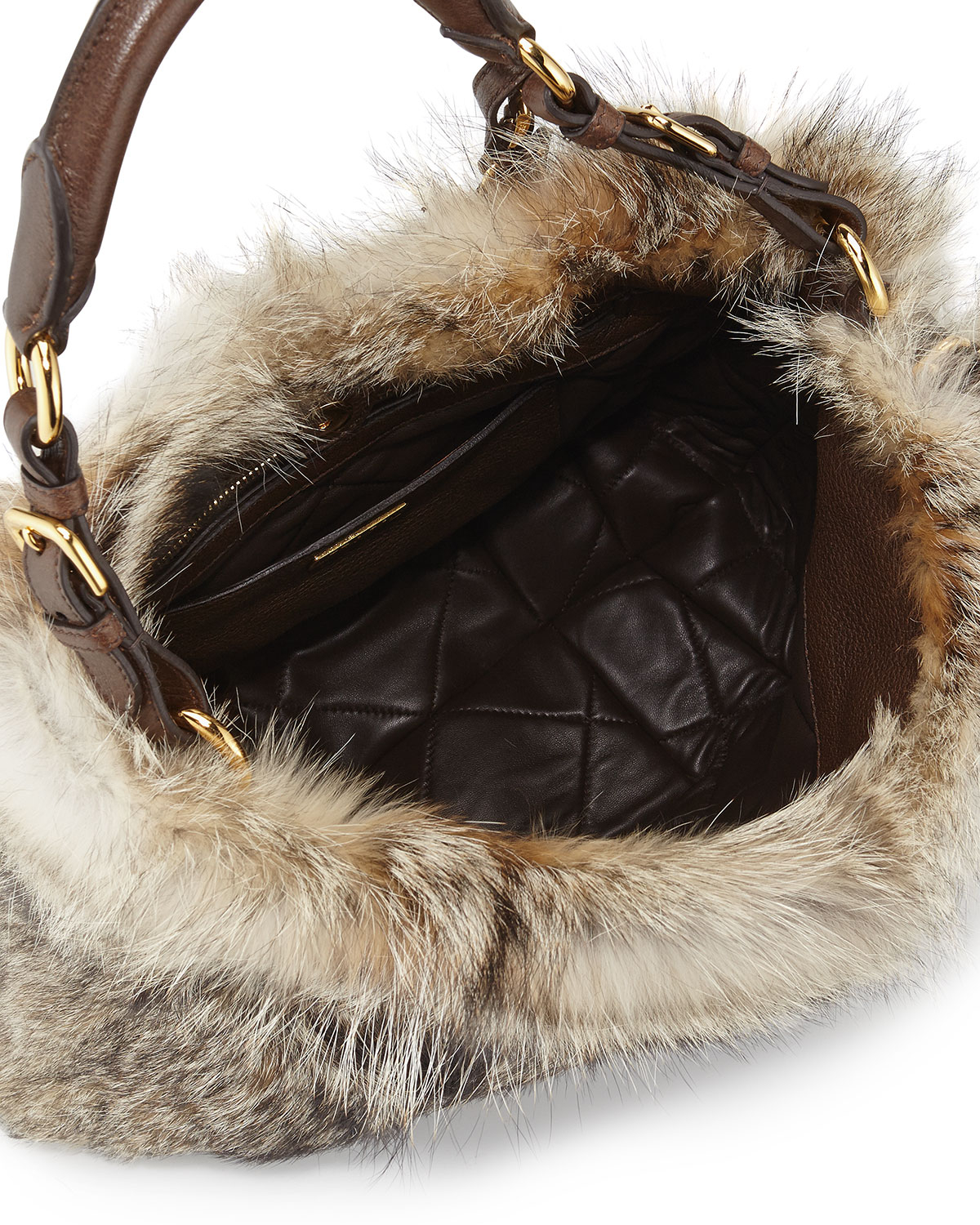 Prada Fox Fur Hobo Bag in Brown (Natural (Naturale)) | Lyst  