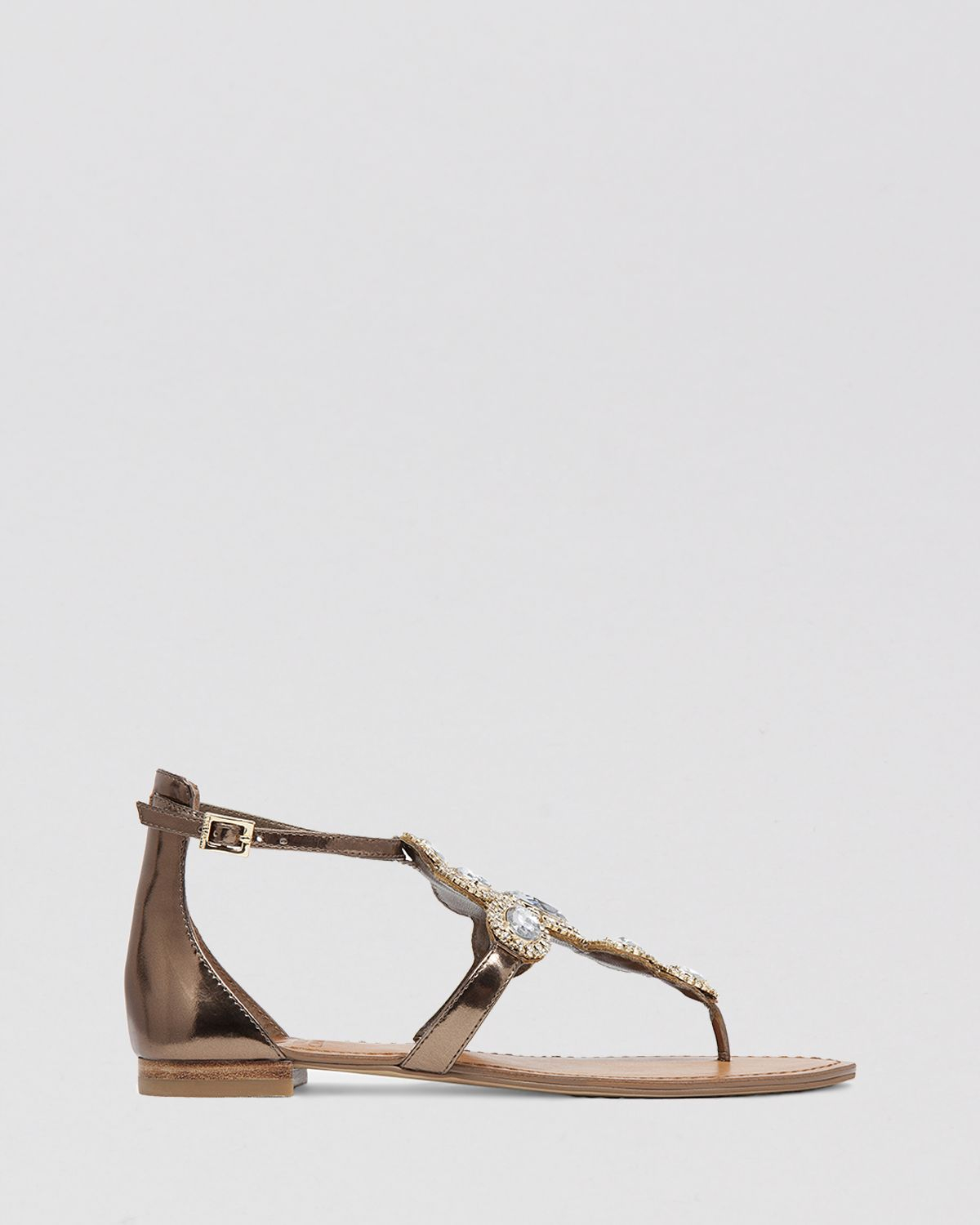 Vince camuto Jeweled Thong Flat Sandals - Manelle in Gold (Bronze) | Lyst
