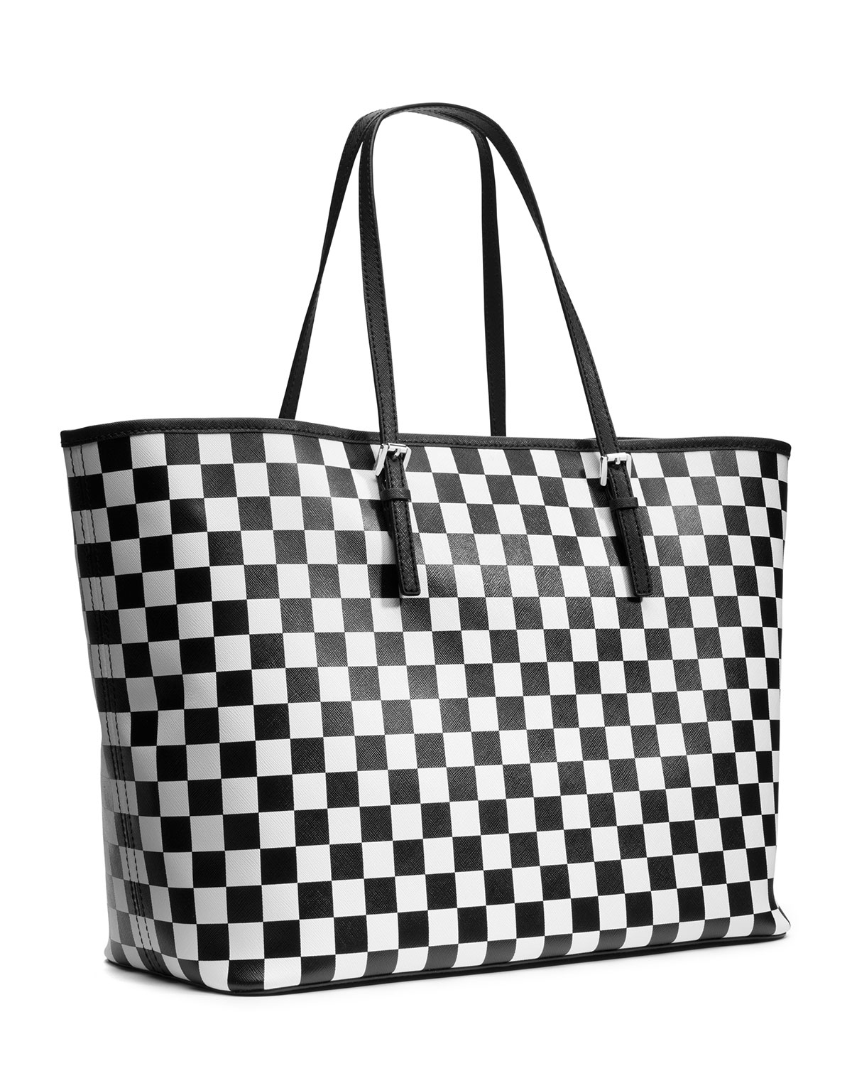 black and white checkered michael kors purse