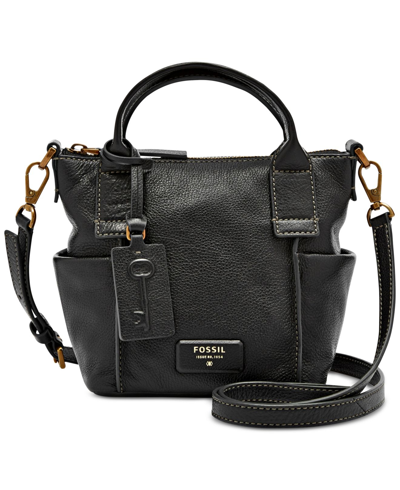 Fossil Emerson Mini Leather Satchel in Black | Lyst