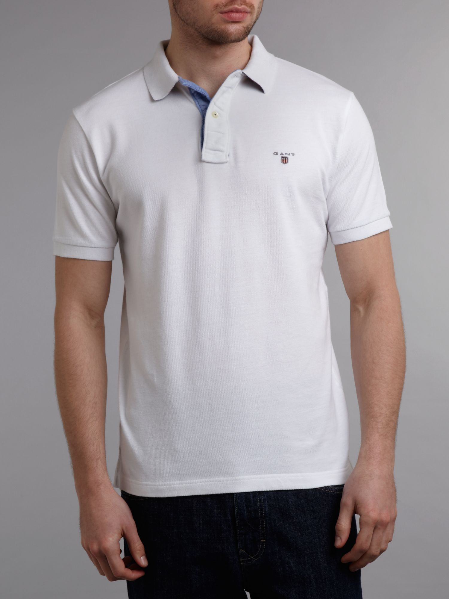 GANT Regular Fit Solid Pique Polo Shirt in White (Blue) for Men Lyst