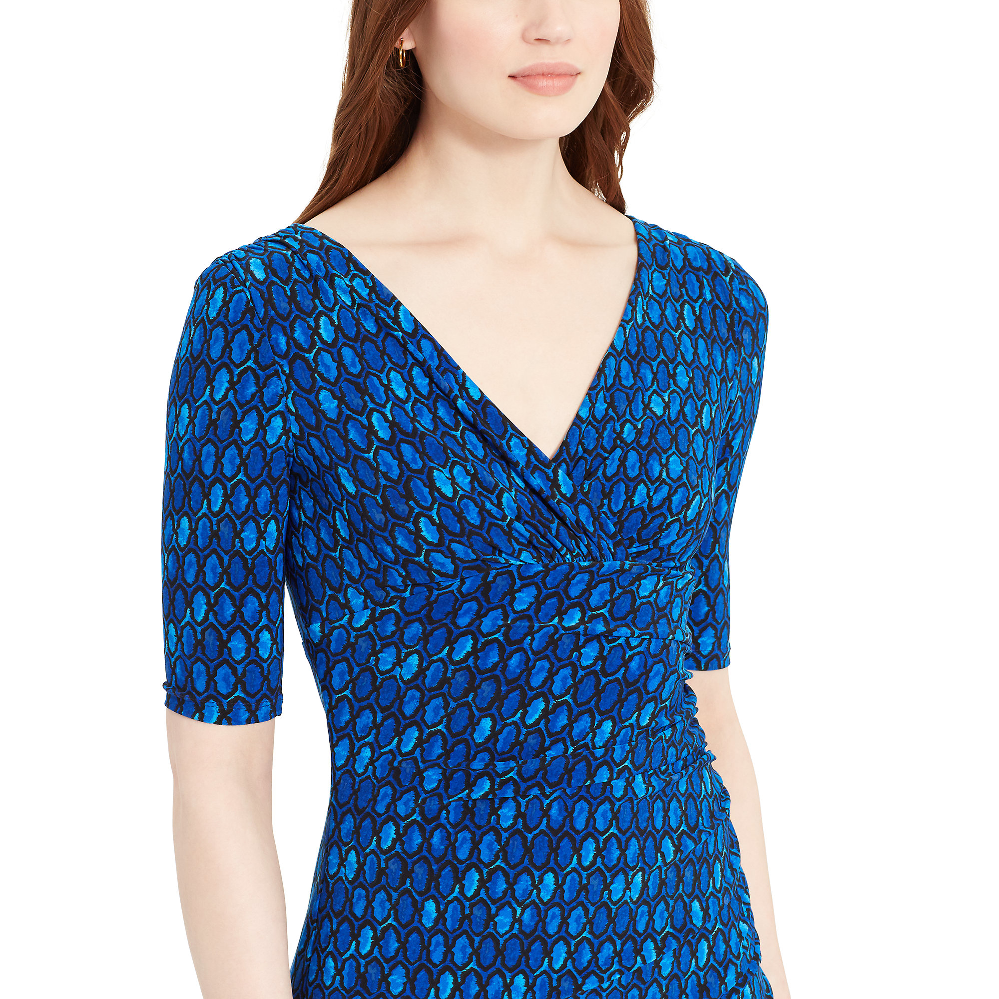 geometric print wrap dress