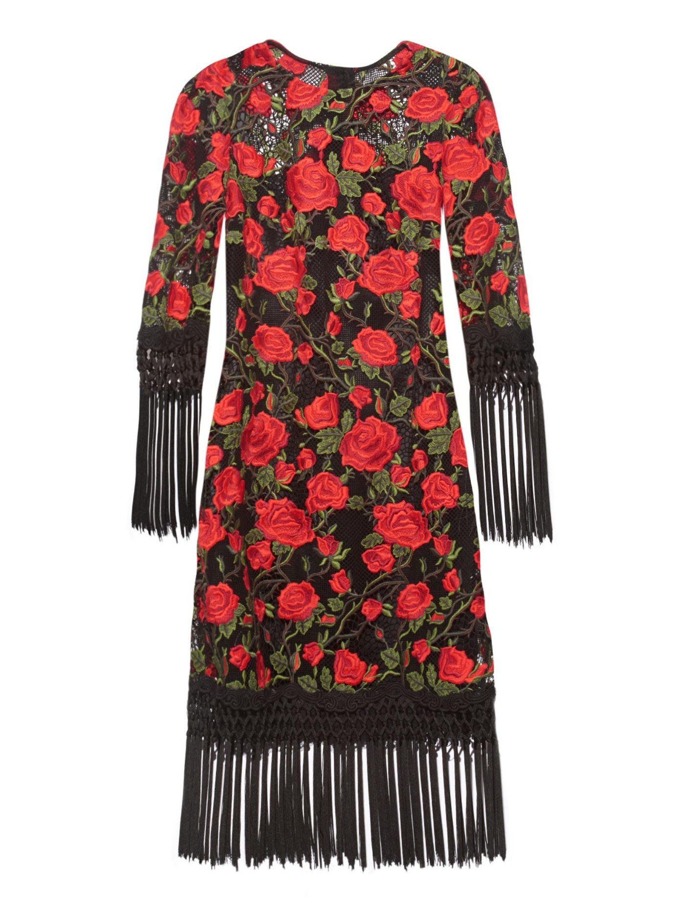 Lyst Dolce & Gabbana RoseEmbroidered Fringed Dress in Red