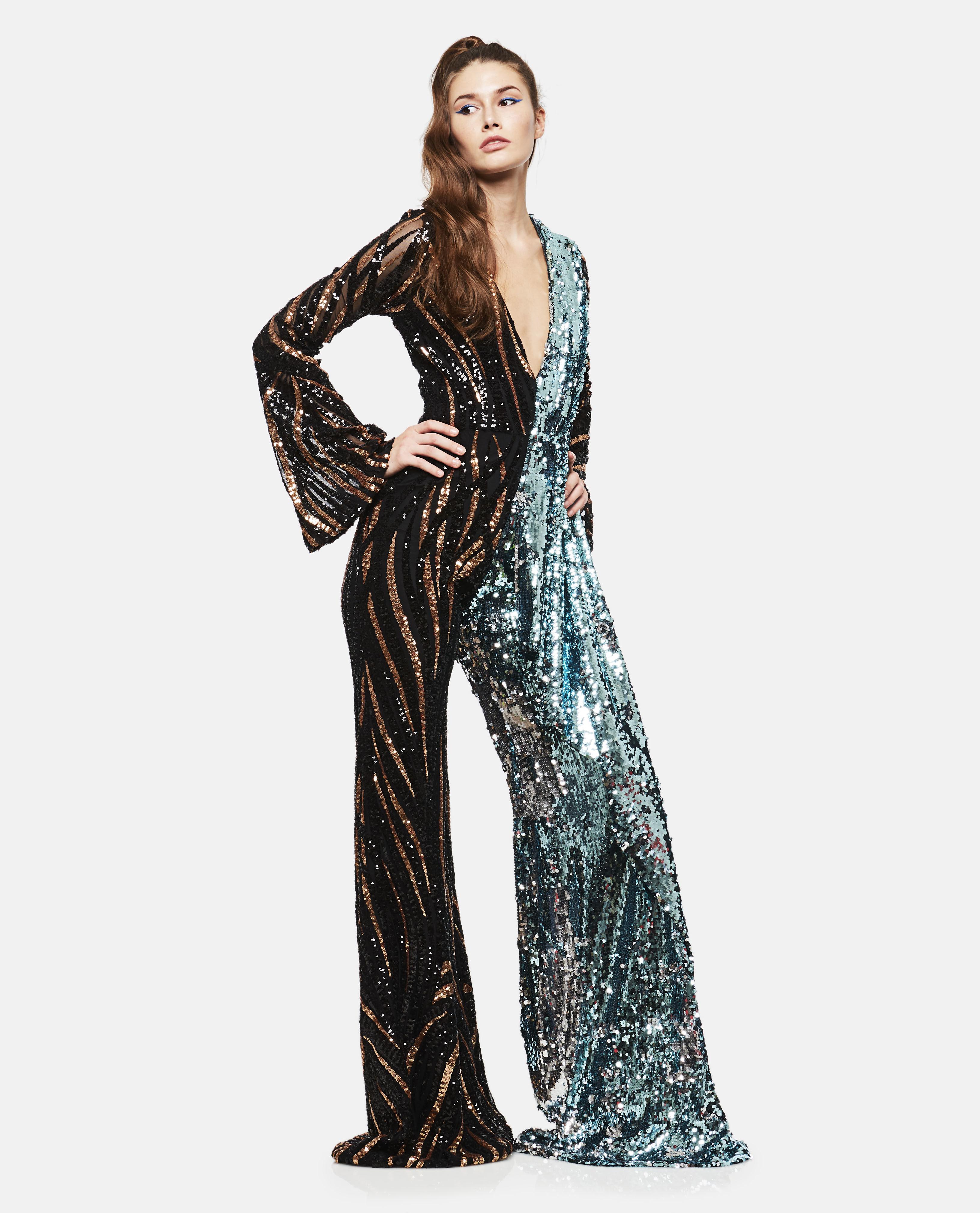 halpern sequin jumpsuit