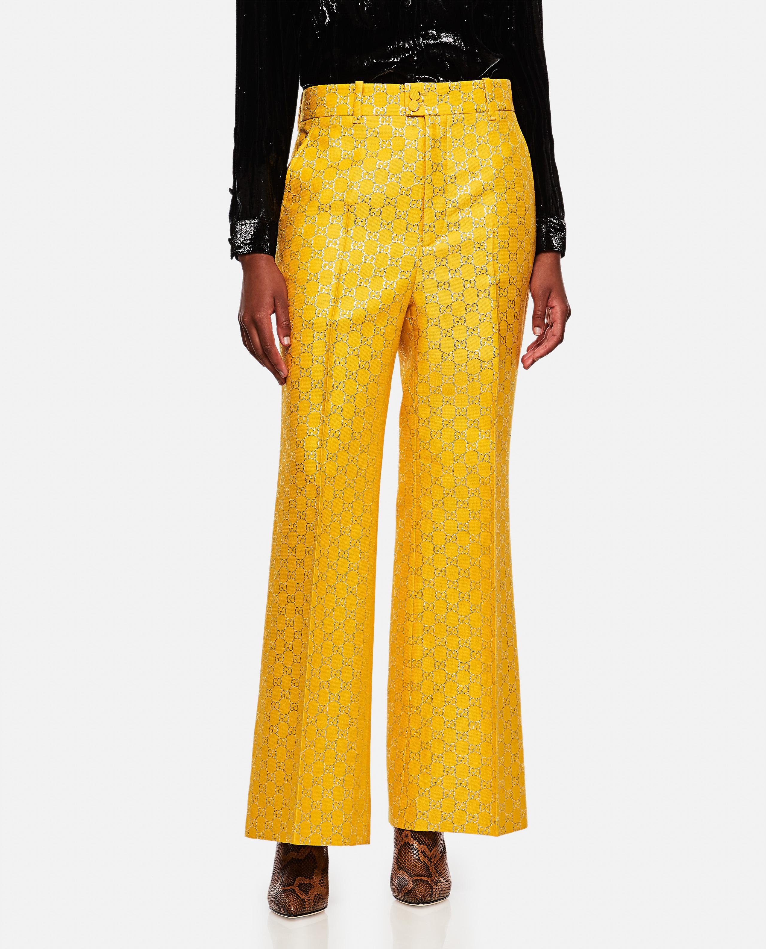 Gucci Wide-leg Trousers In Light GG Lamé in Yellow - Lyst