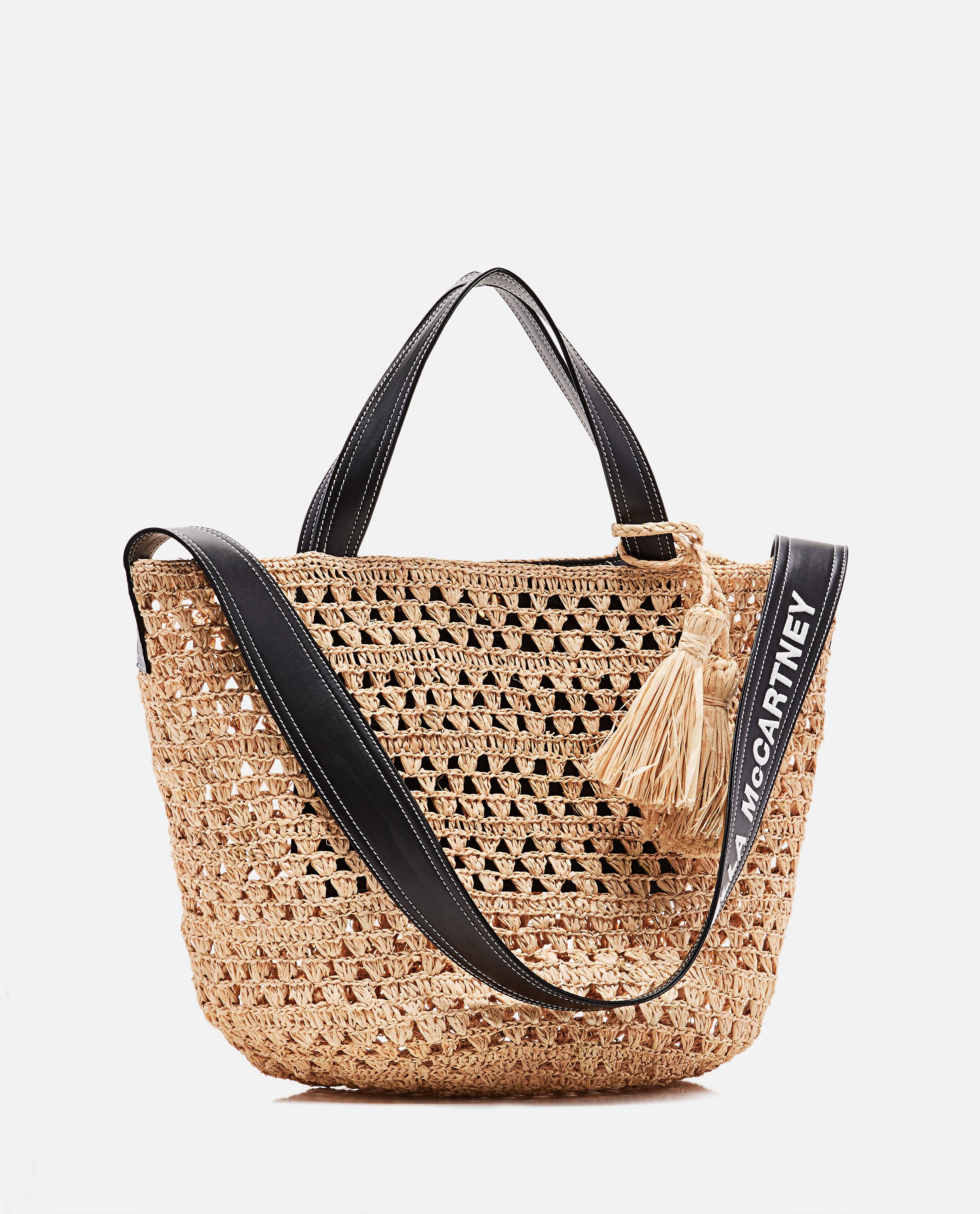 Stella McCartney Crochet Raffia Bucket Bag in Beige (Natural) | Lyst