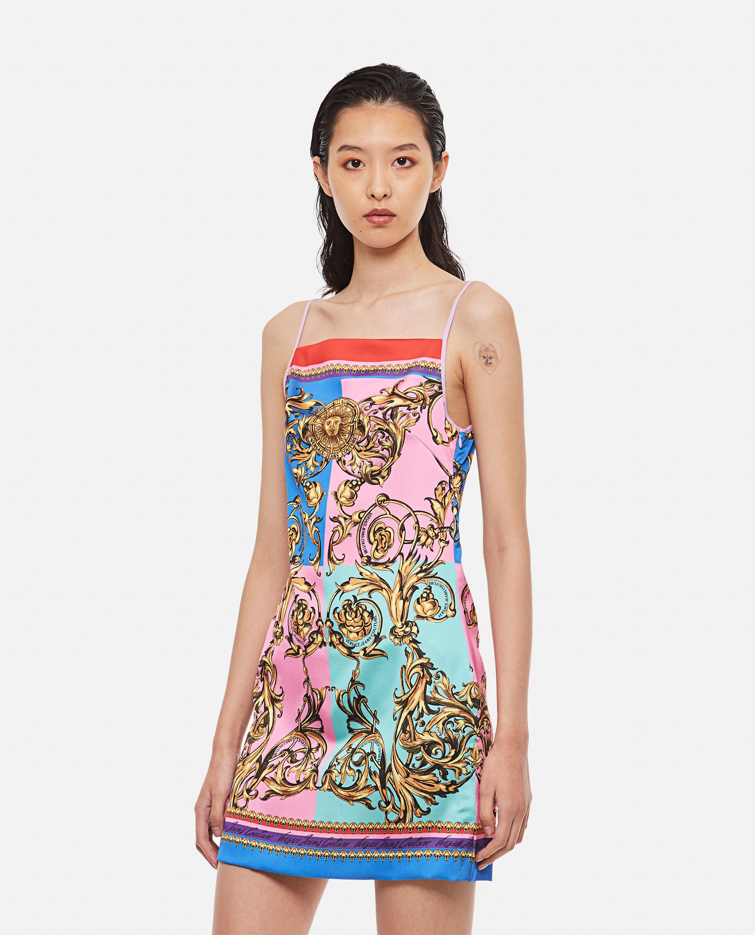 Versace Jeans Couture Garland Multicolor Satin Mini Dress in Red | Lyst