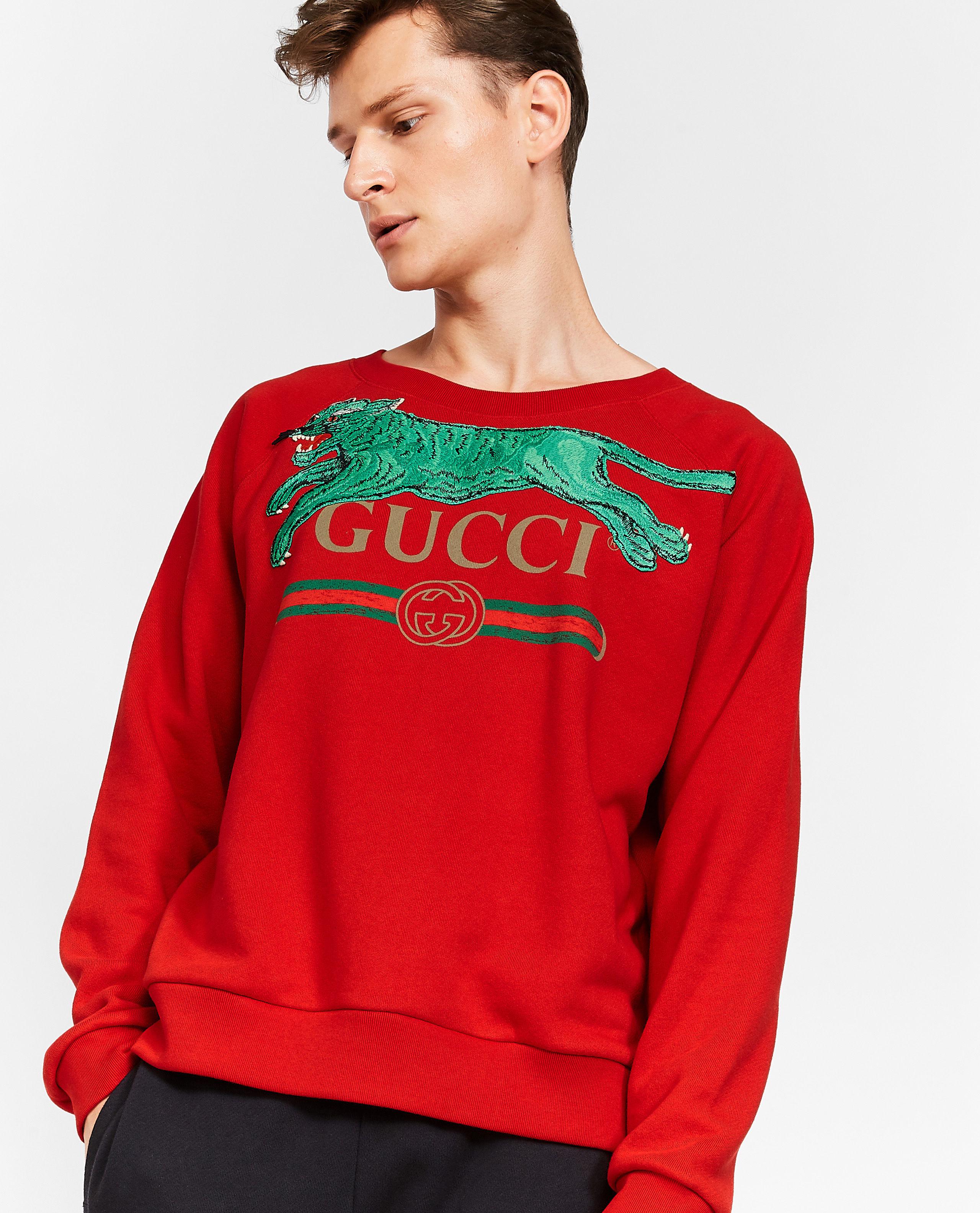  Gucci  Cotton Logo Sweatshirt  With Tiger in Red  for Men Lyst