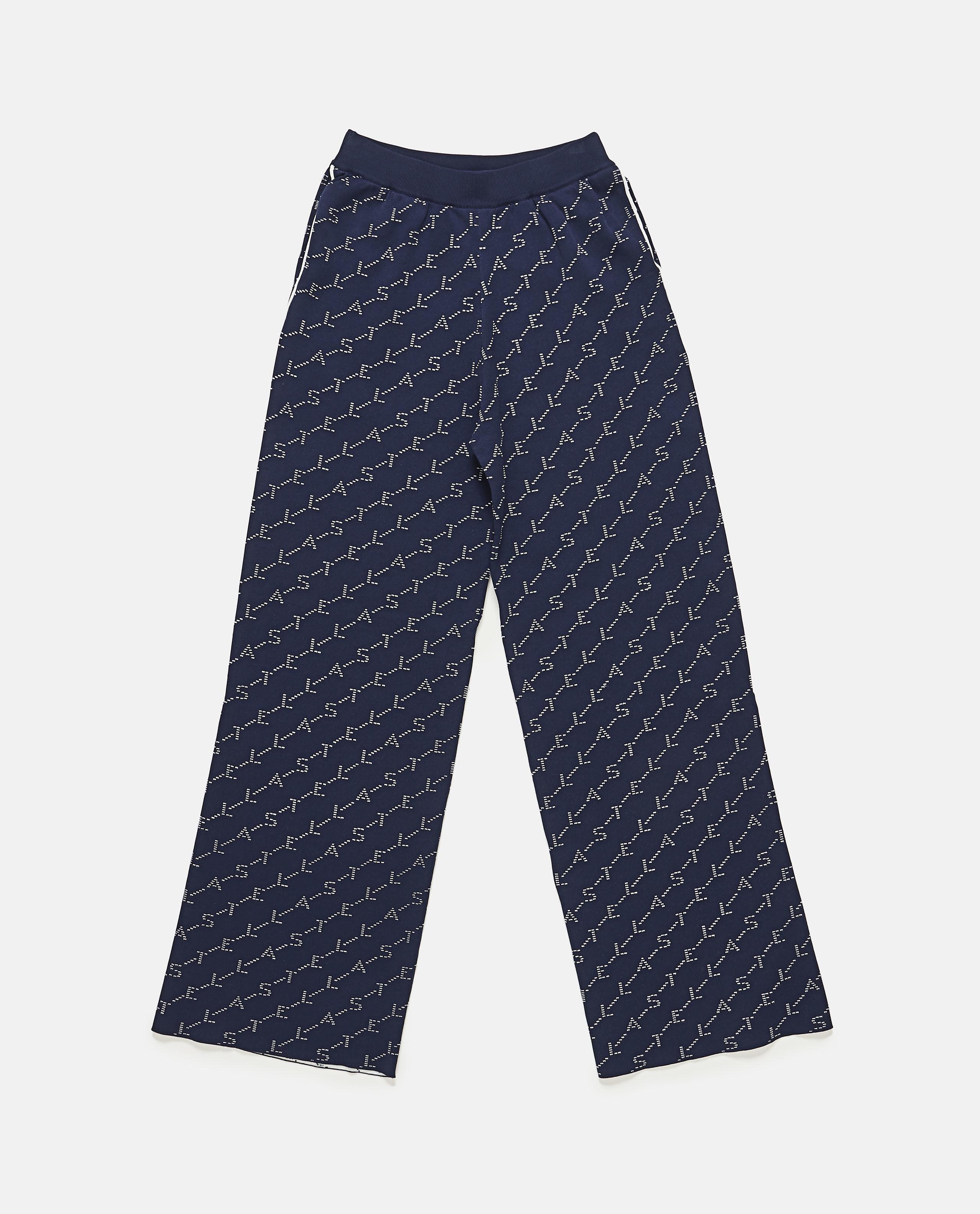 Stella McCartney Cotton Wide Leg Monogram Trousers in Navy (Blue 
