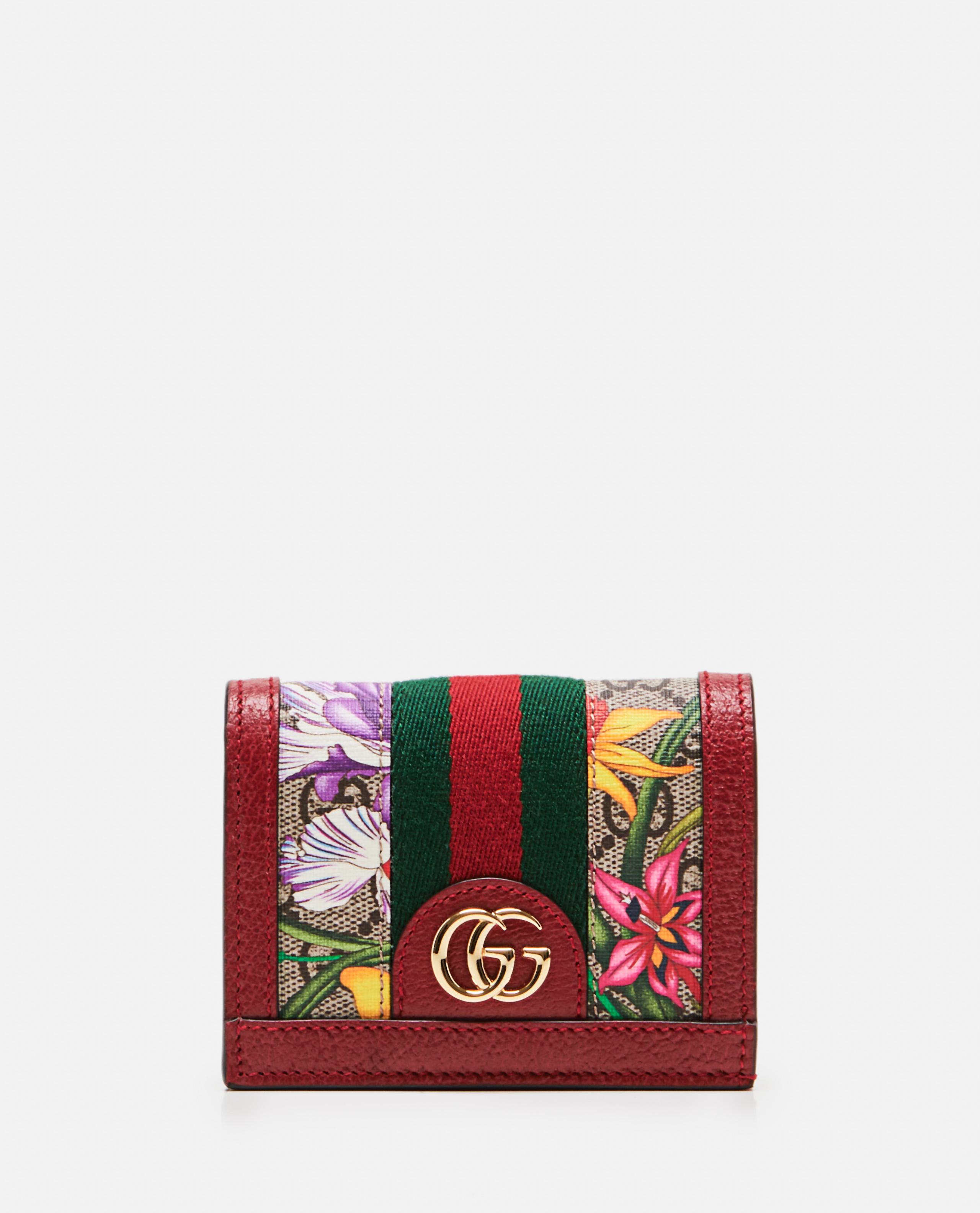 Gucci Leather Flora Print Wallet in Red 