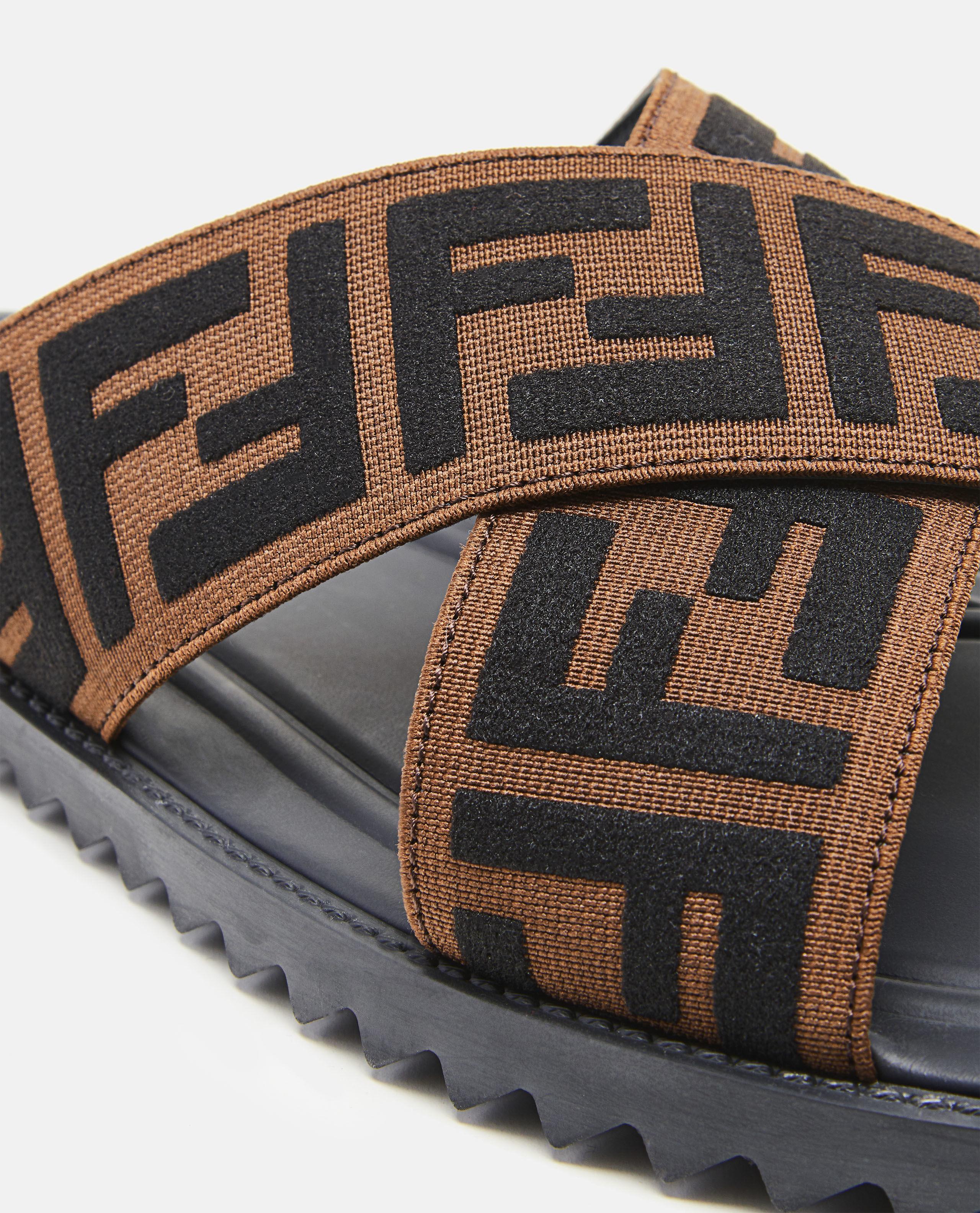 fendi multicolor fabric slides