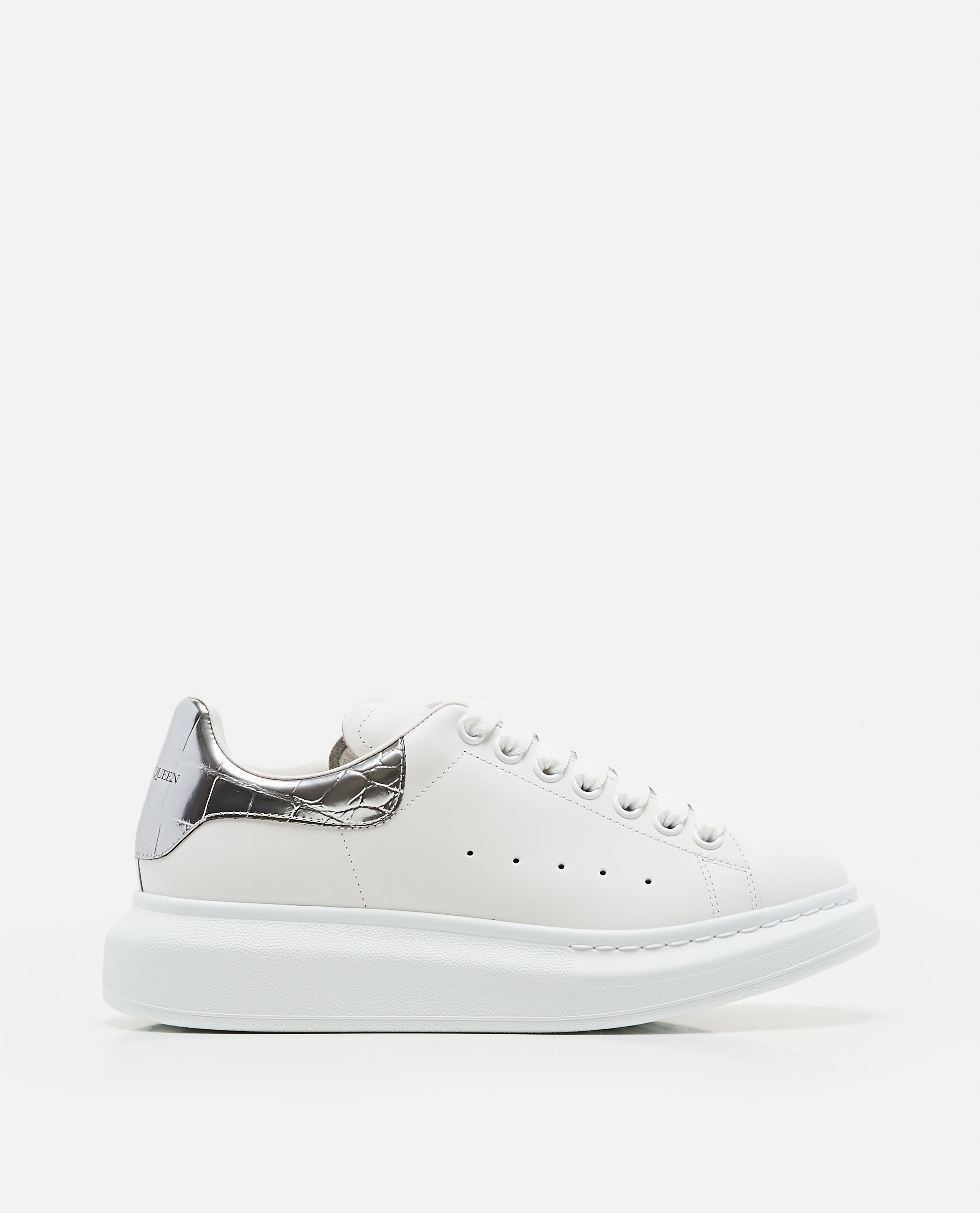 Alexander McQueen Leather Oversize Sneaker in White/Silver (White ...