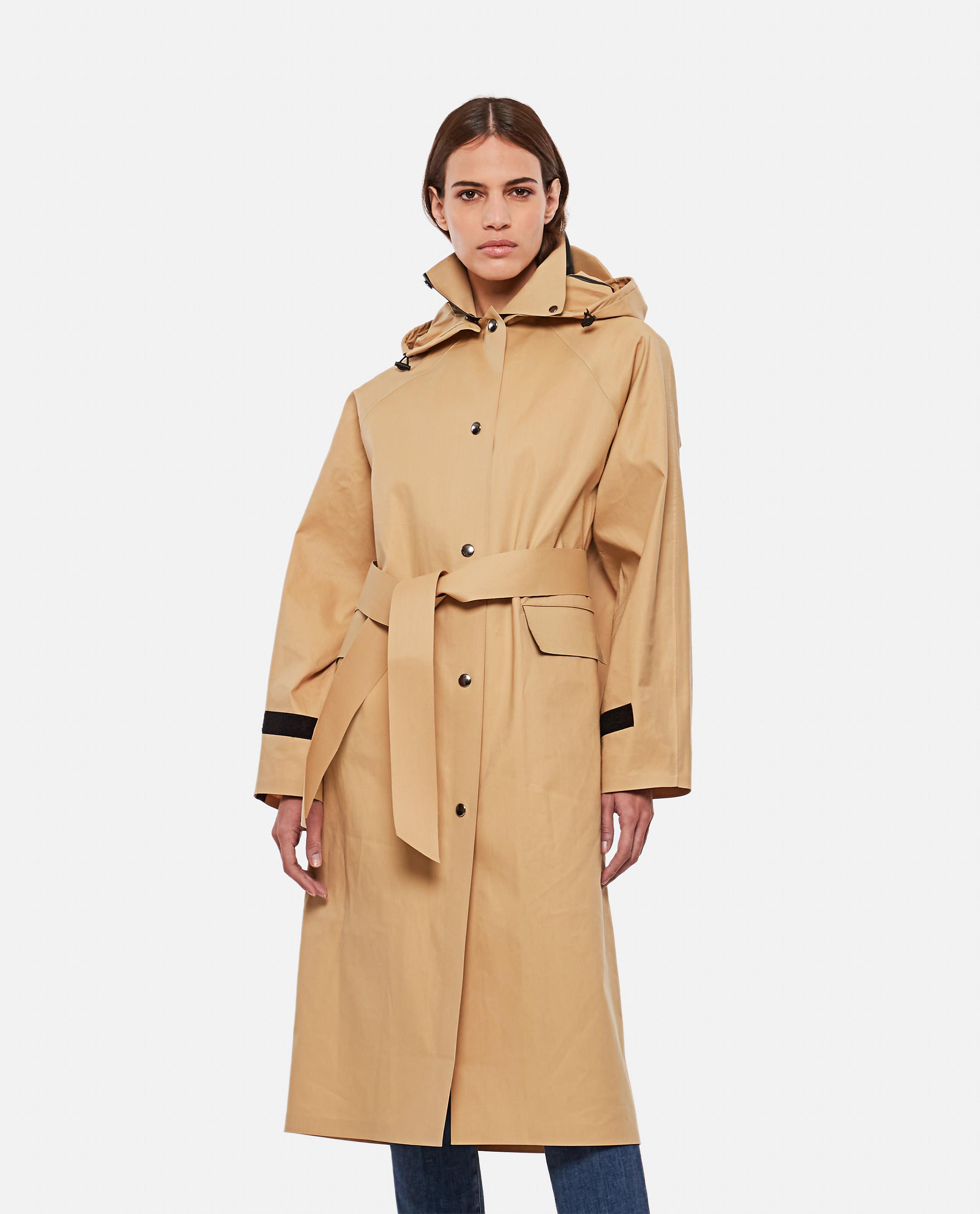 beige raincoat with hood
