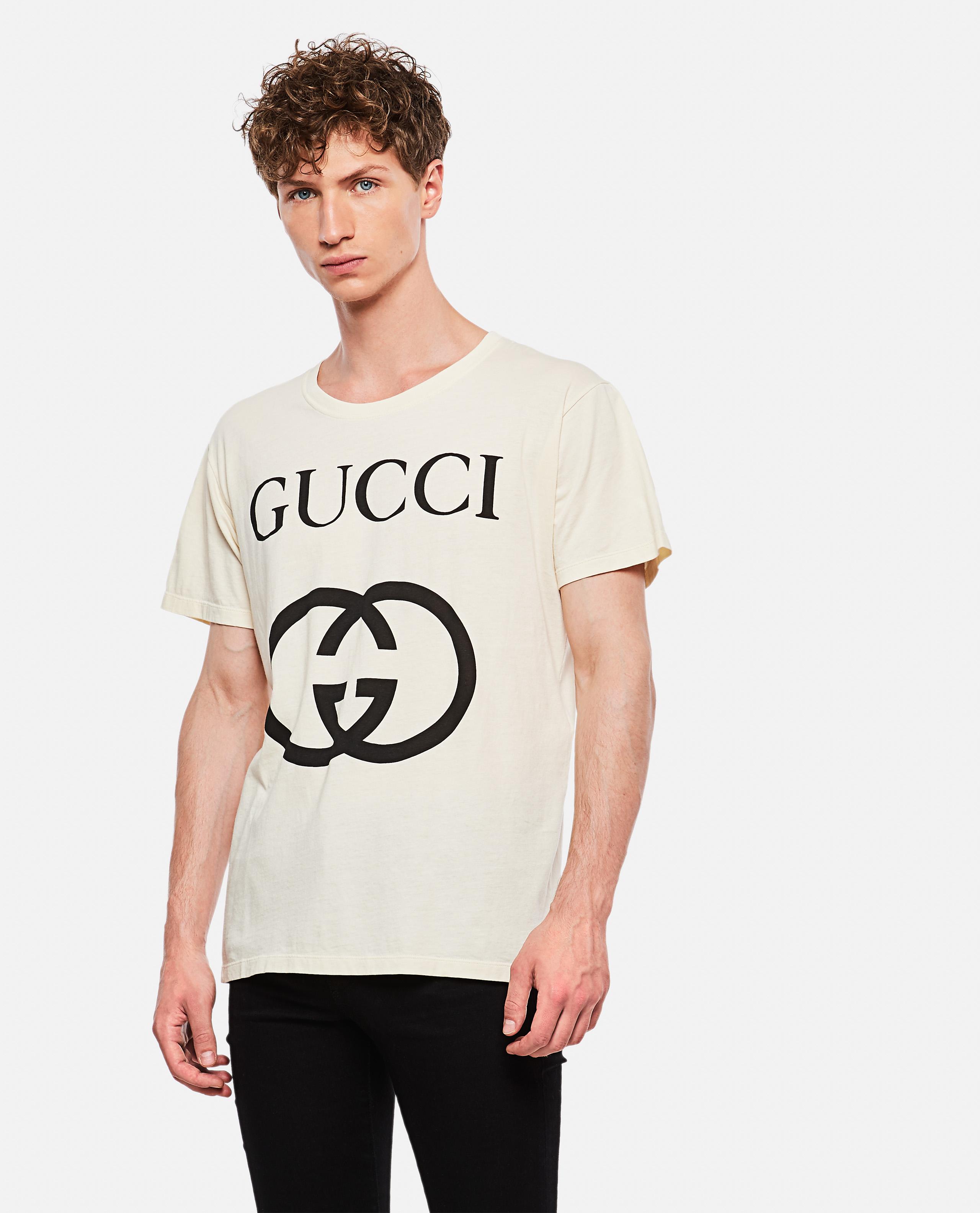 Gucci Oversized T-shirt With Gg Print in White for Men - Lyst