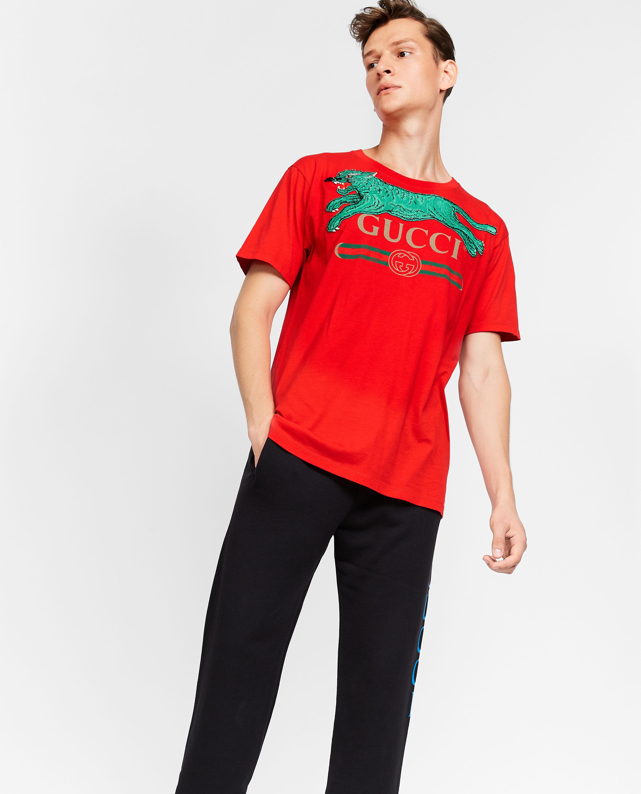 Gucci Cotton Tiger Logo in Red for Men -