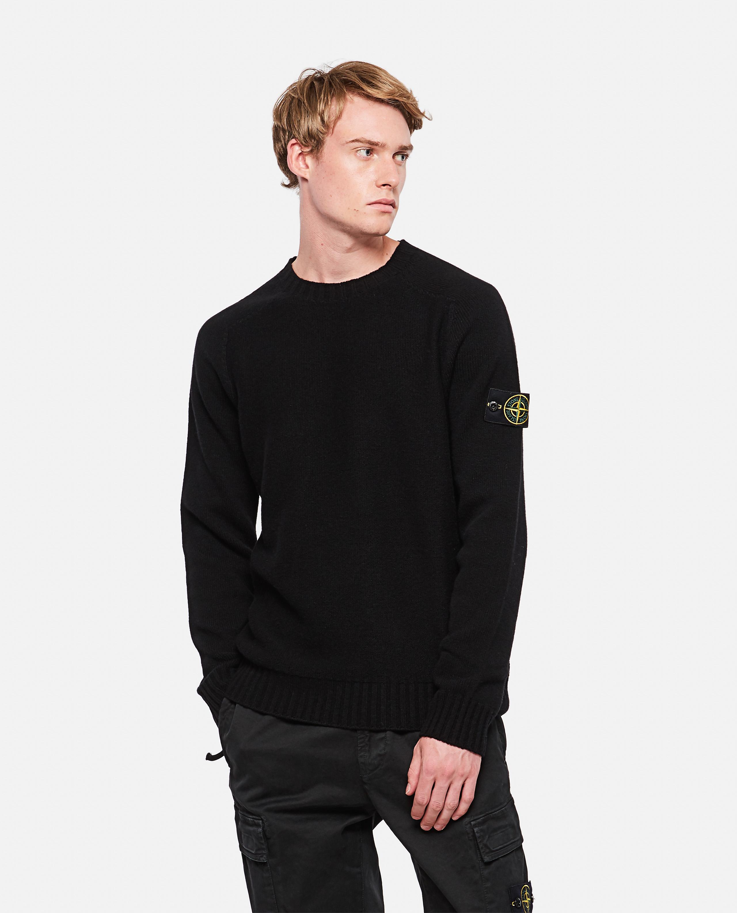 Stone Island Crewneck Svg Lambswool Sweater in Black for Men | Lyst