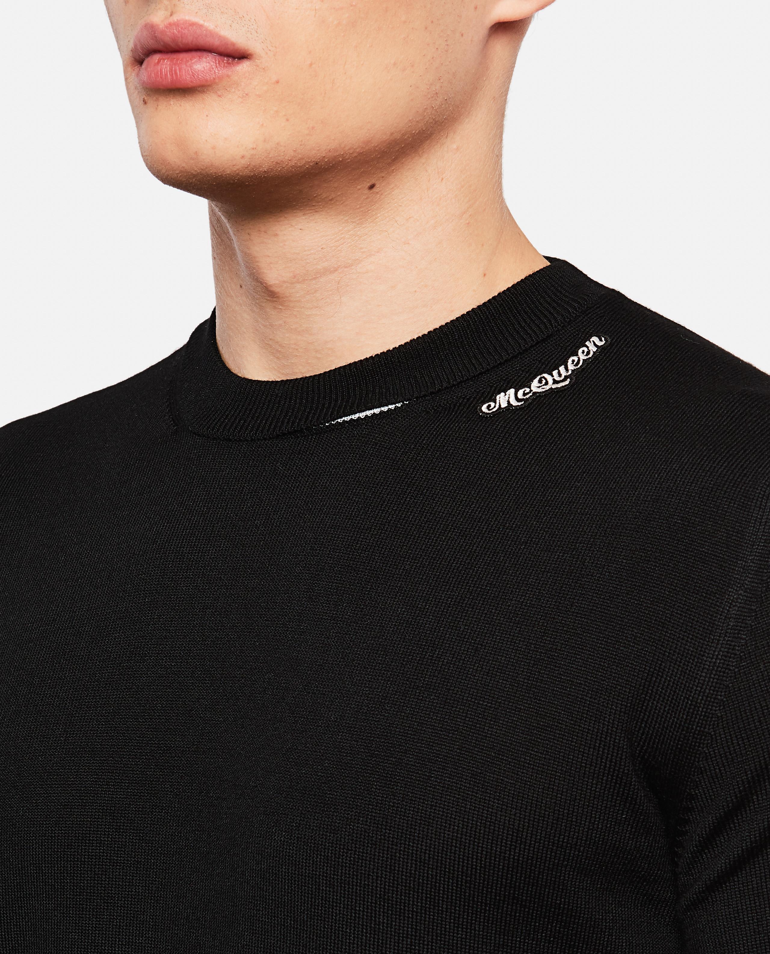 Alexander McQueen Wool Pullover With Embroidered Logo Patch in Black ...