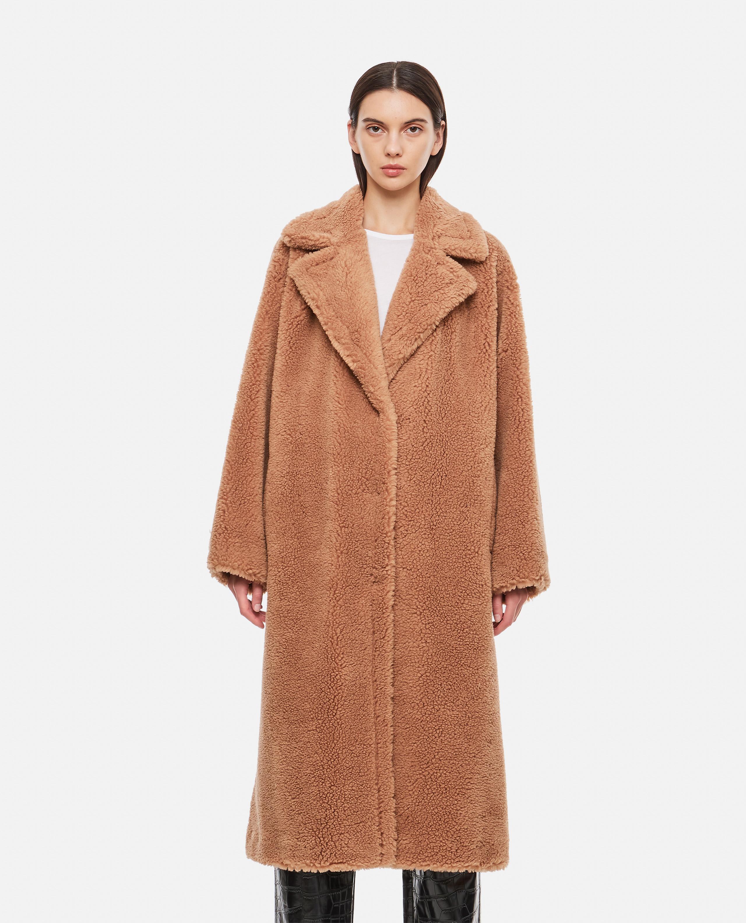 Stand Studio Maria Faux Fur Teddy Long Coat in Brown | Lyst