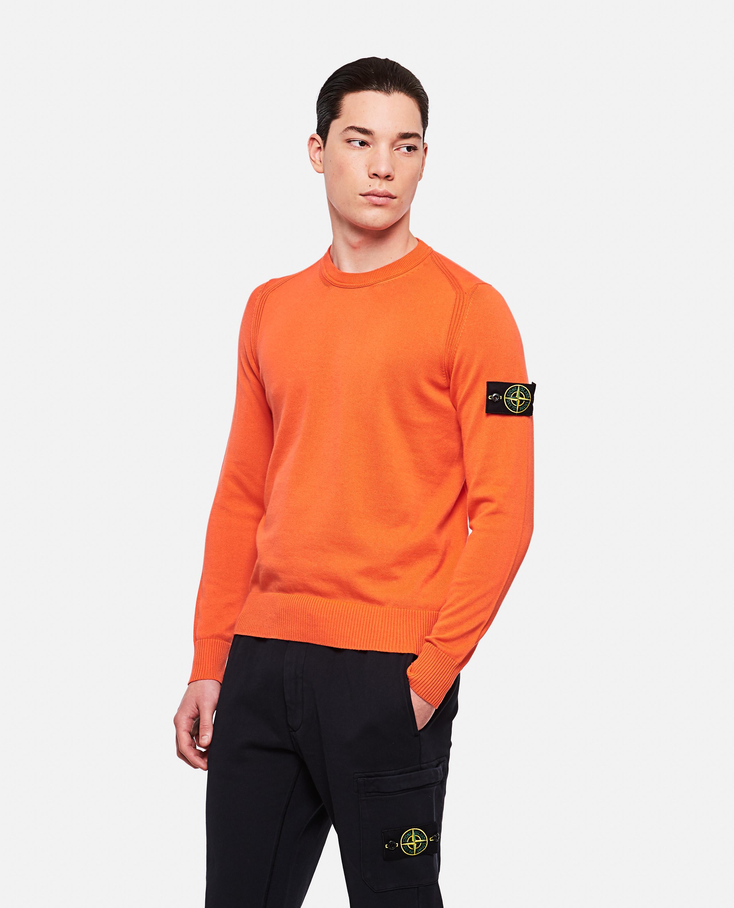 Stone Island Cotton Sweater With Logo Patch in Orange for Men | Lyst