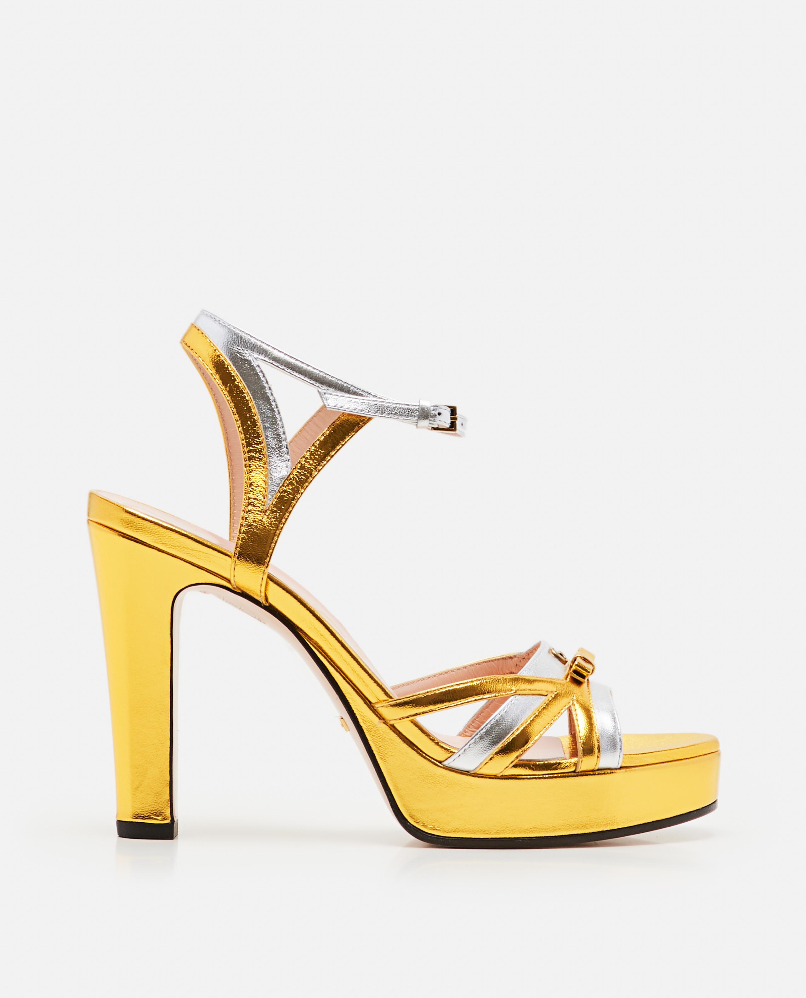 Gucci Leather Platform Sandal in Gold 