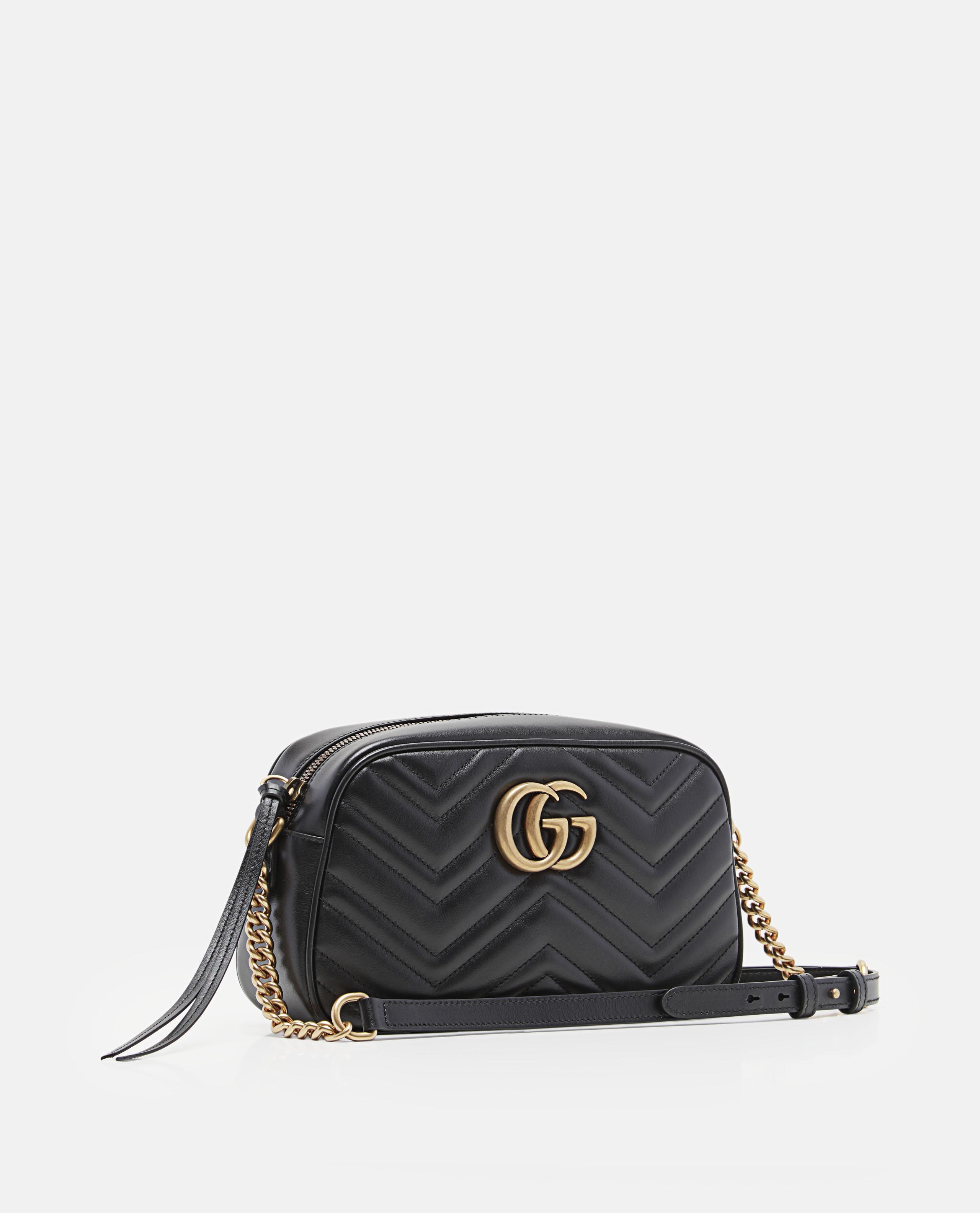 gg marmont small matelassé shoulder bag black