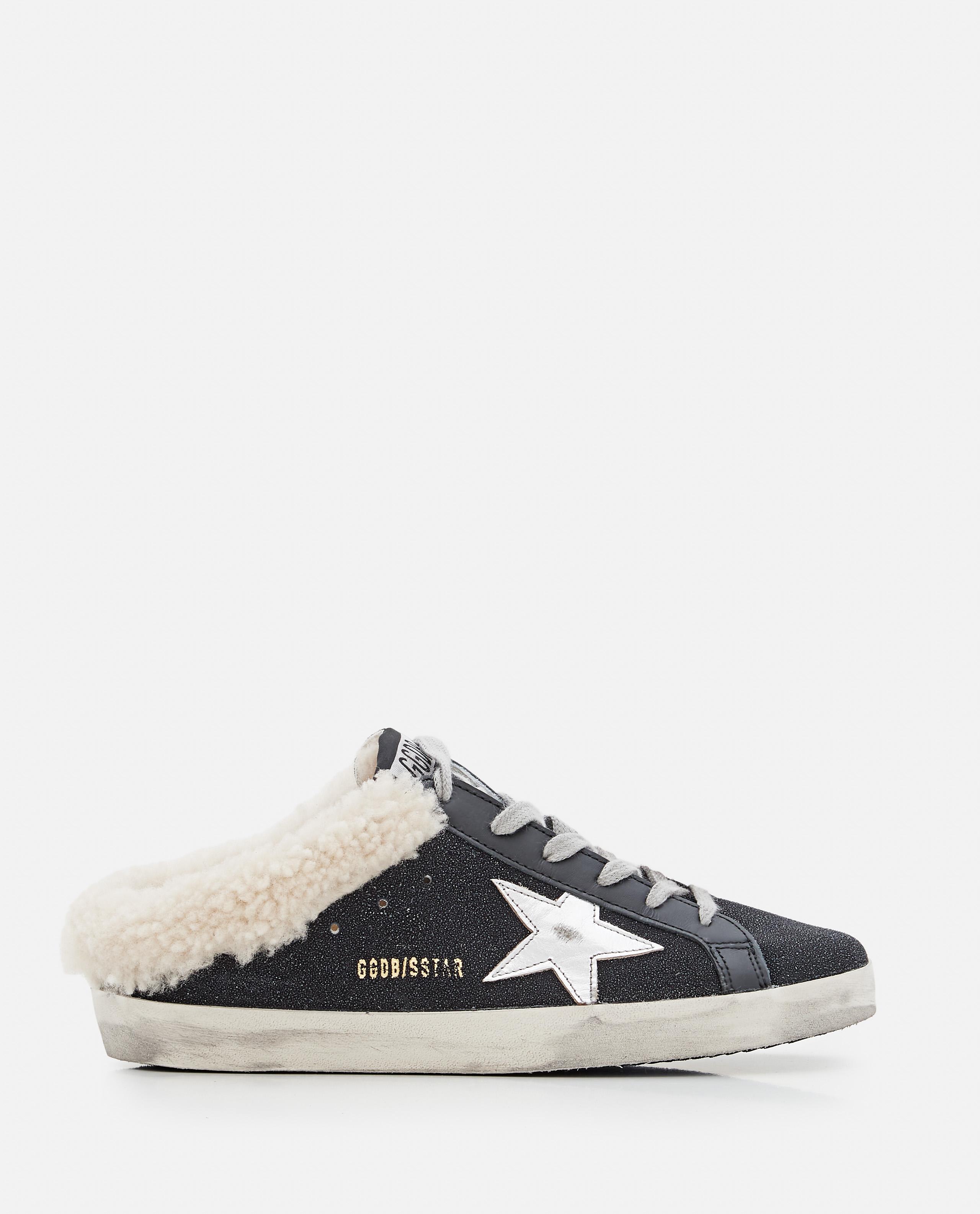 Golden Goose Superstar Suede Sabot With Shearling in Black (White) | Lyst