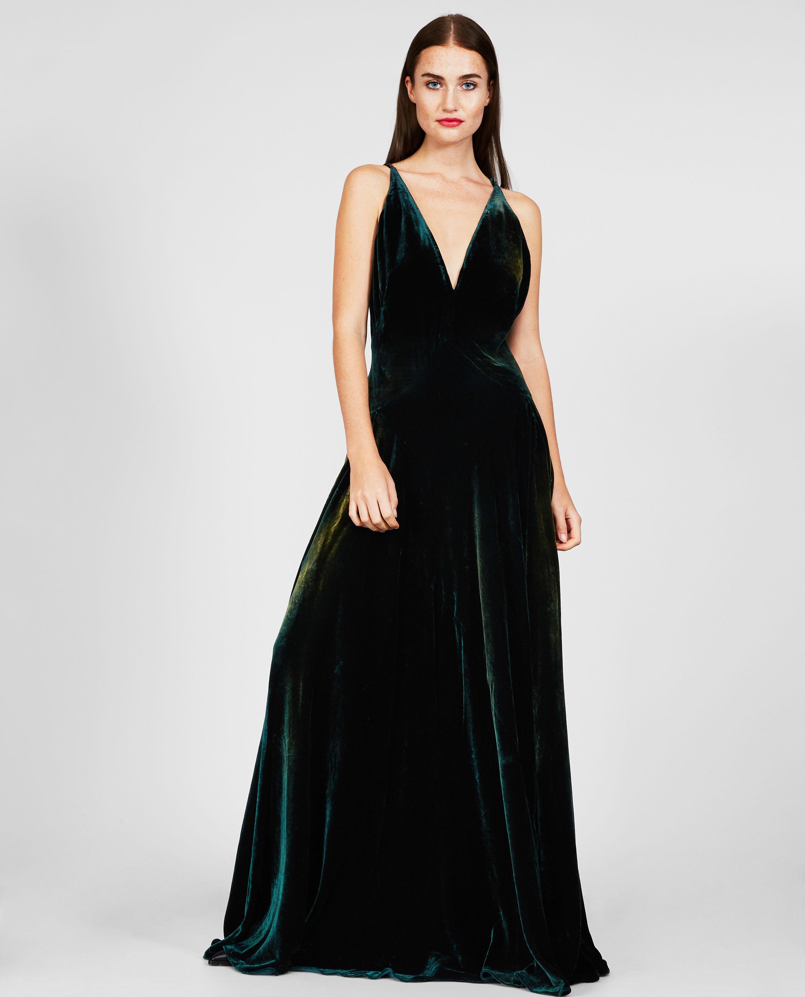 Ralph Lauren Collection Dress In Velvet in Green | Lyst