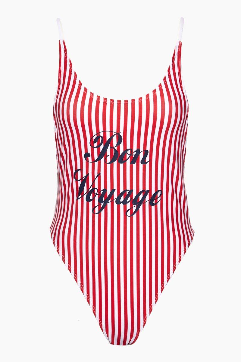 Private Party Bon Voyage Tank High Cut One Piece Swimsuit In Red White Stripe Print Red Lyst