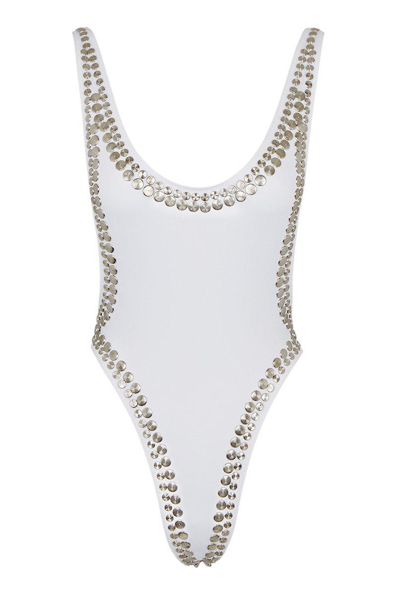 Norma Kamali Synthetic Stud Marissa One Piece in White - Lyst