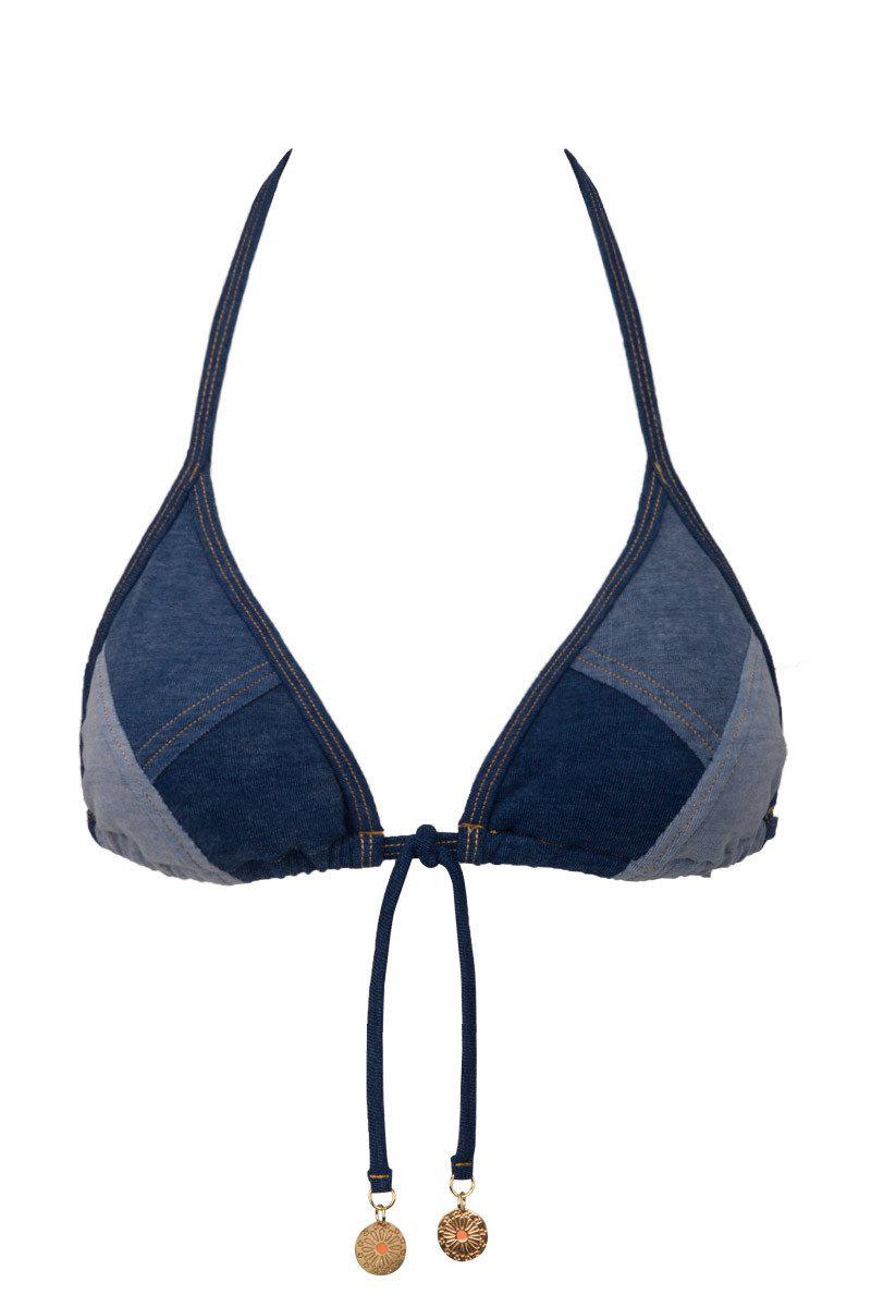 Seafolly Out Of The Blue Reversible Triangle Bikini Top - Denim - Lyst