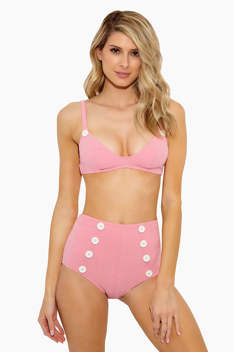 Lisa Marie Fernandez Synthetic Magdalena Button High Waist Bikini Bottom -  Baby Pink - Lyst