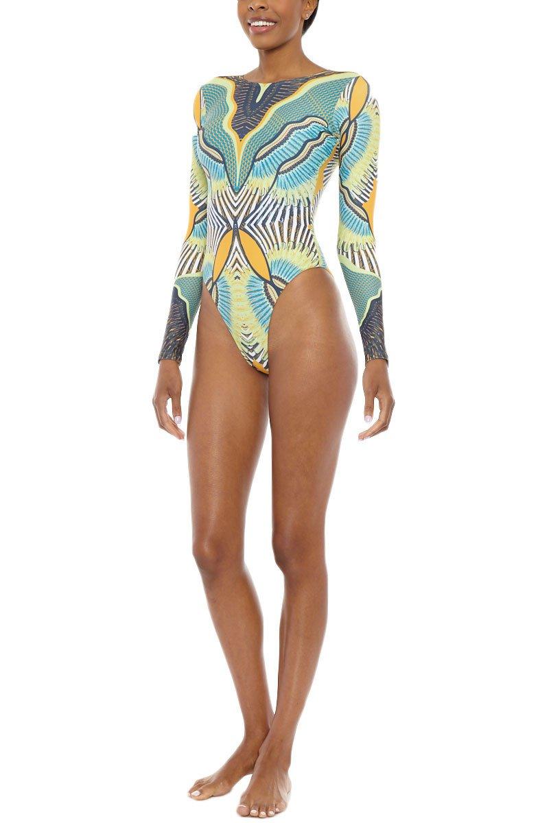 long sleeve high cut swimsuit